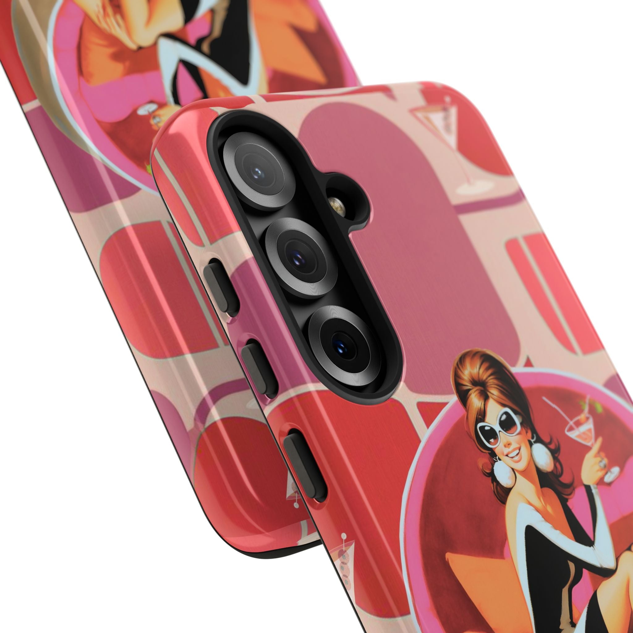 Mid Mod 60s Mod Gal, Kick Back Enjoy, Retro Chic Phone Case with Cocktail Design
