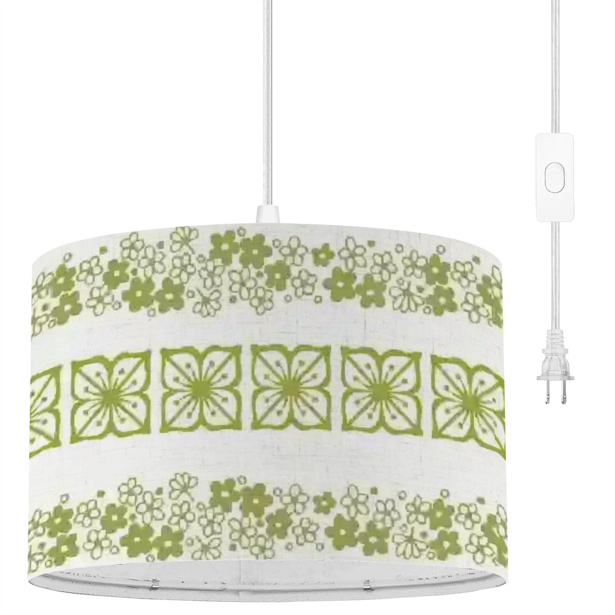 Pyrex Spring Blossom, Green Verde Kitschy Retro 50s Kitchen Drum Chandelier - Mid Century Modern Gal