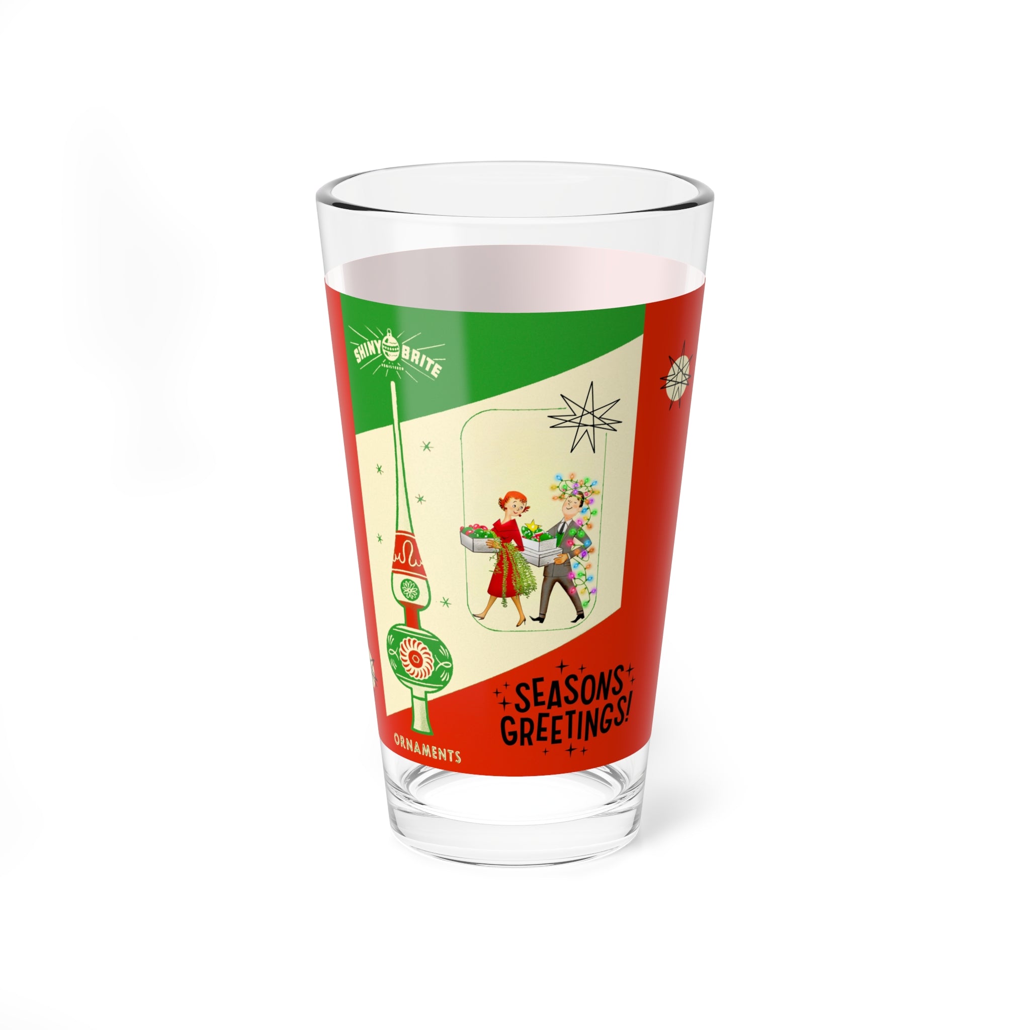 Vintage Shiny Bright Ornaments, Kitschy Mod Season Greetings Holiday MCM Barware - Mid Century Modern Gal