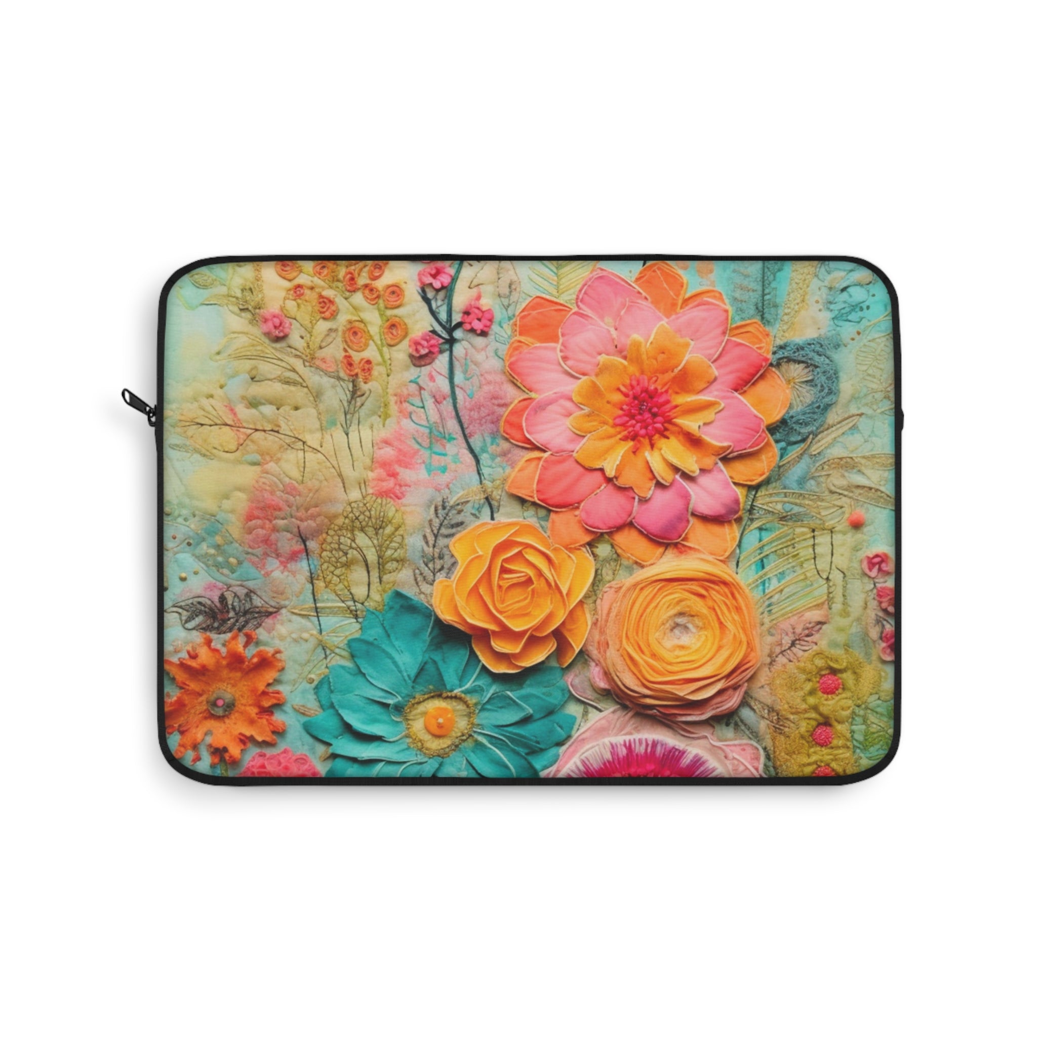 Boho Style, Floral Bohemian Retro Laptop Sleeve - Mid Century Modern Gal