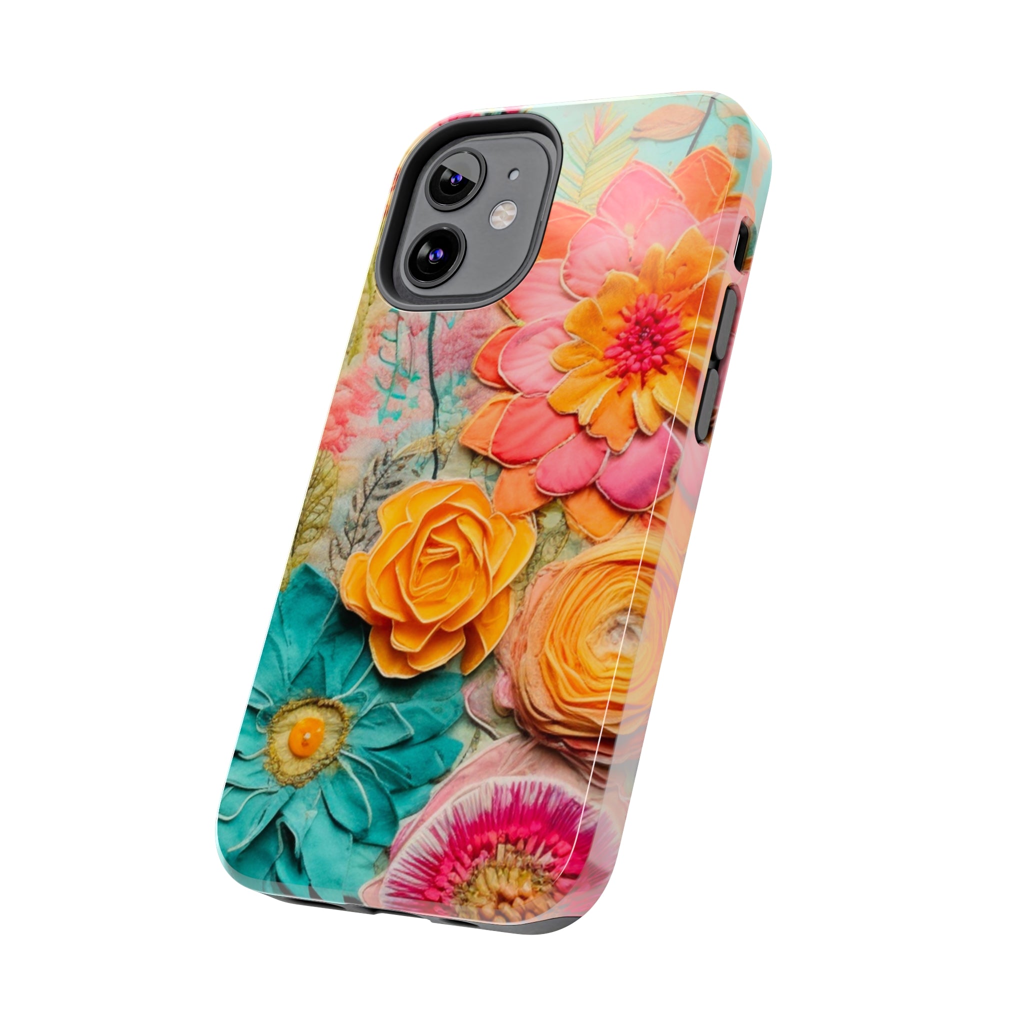Boho Retro Floral Faux Pressed Flowers Smart Phone Tough Phone Cases - Mid Century Modern Gal