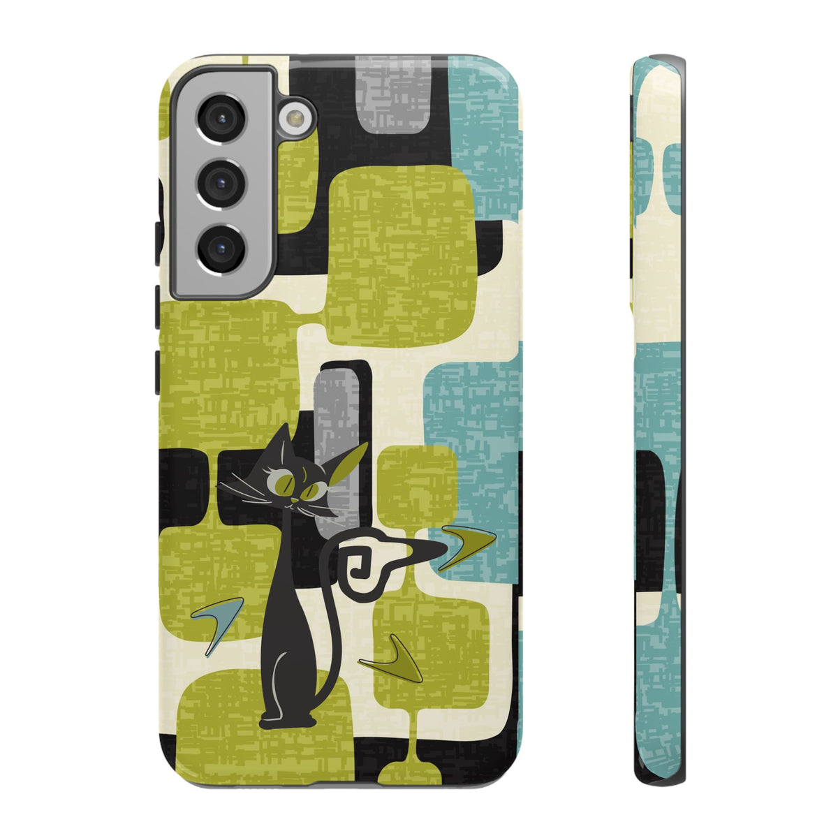 Mid Century Modern Geometric Kitschy Cat, Boomerang Retro Smart Phone Tough Cases - Mid Century Modern Gal