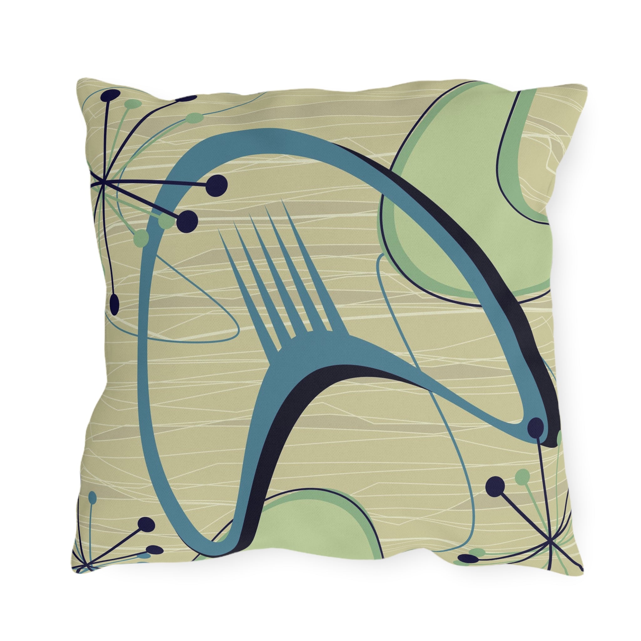 Mid Century Modern Atomic Boomerang Summer Garden Outdoor Pillows - Mid Century Modern Gal