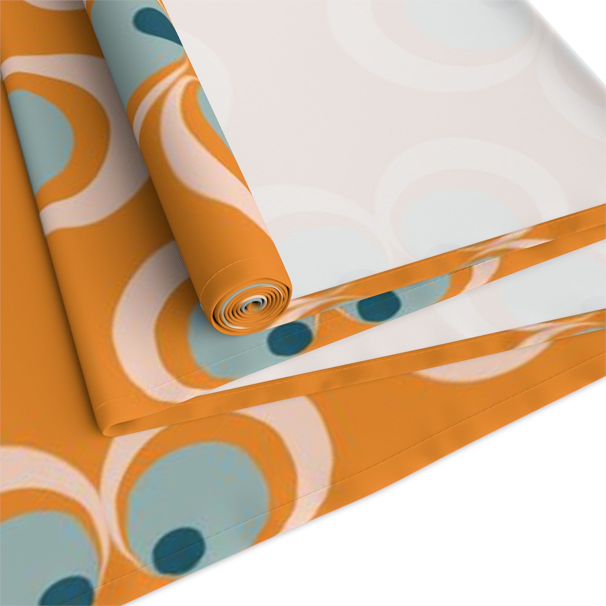 Mid Century Modern Table Runner, Retro Scandinavian Modern Danish Geometric Design, Orange, Blue Table Runner - Mid Century Modern Gal