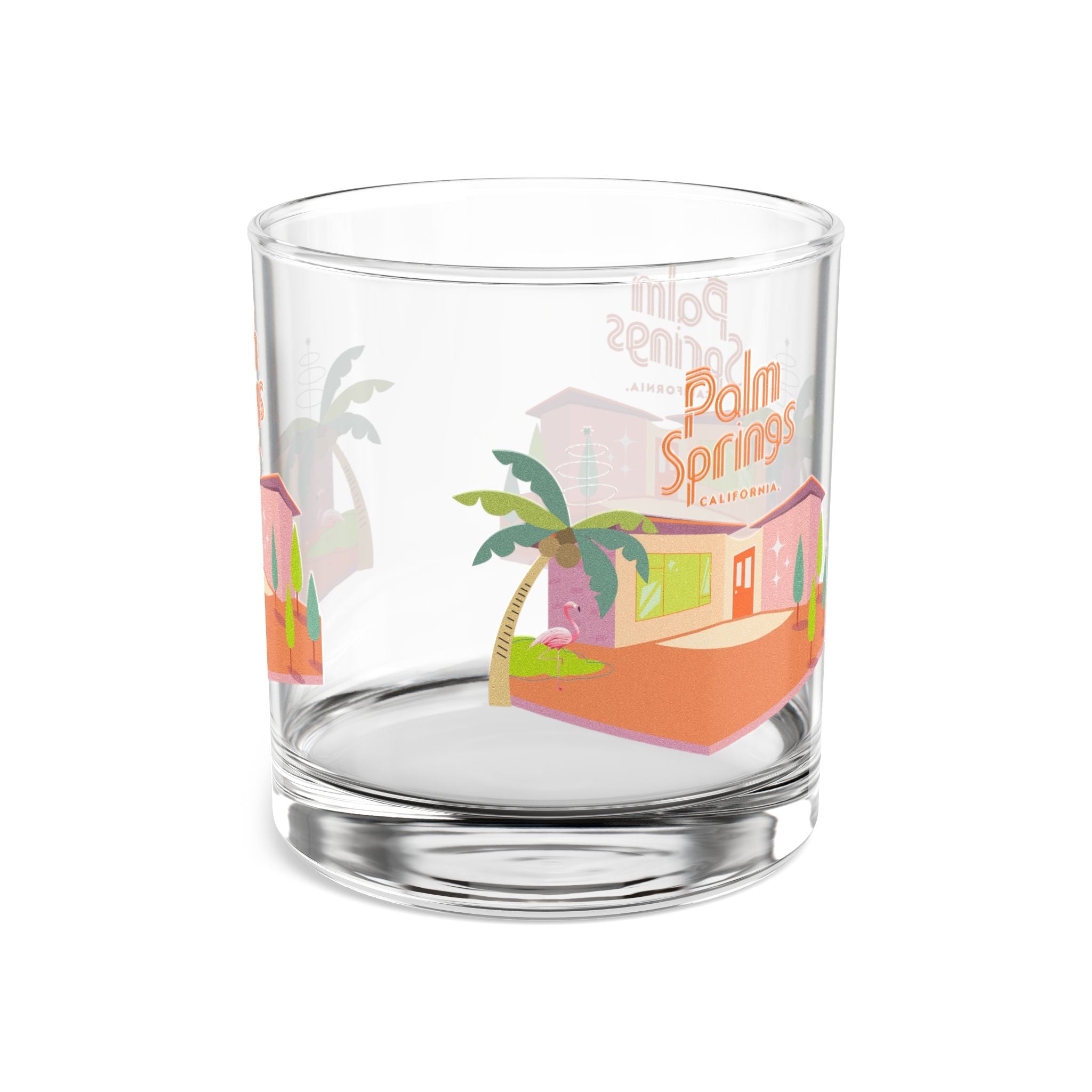 Palm Springs California Bourbon Lover Glass, Mid Mod Style - Mid Century Modern Gal