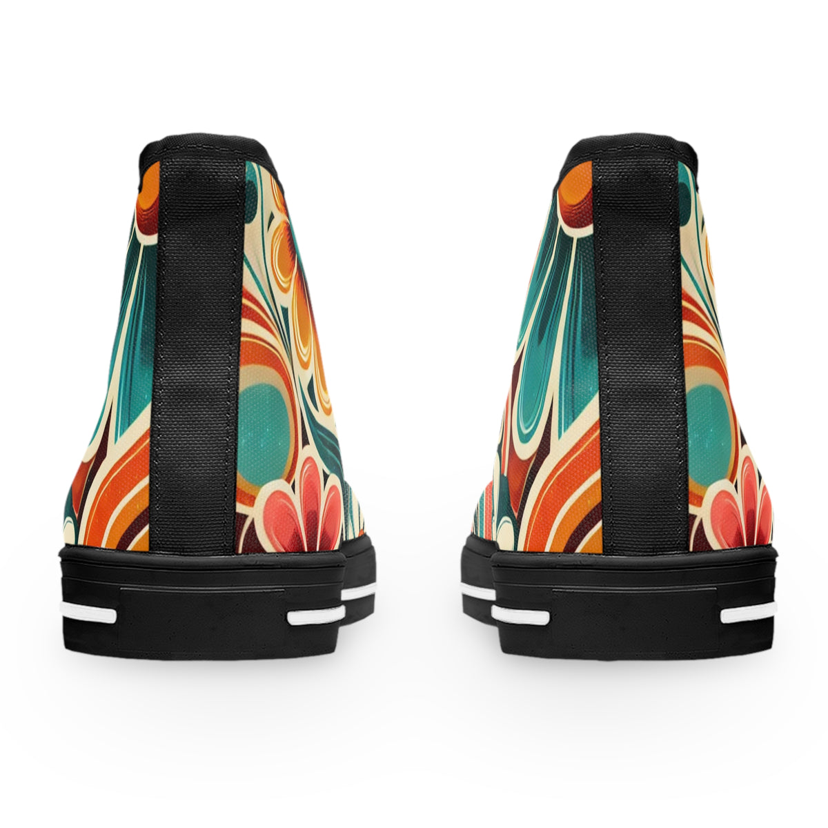 Retro 70s Bohemian Floral Women's High Top Sneakers - Vibrant Style for Every Occasion - Mid Century Modern Gal