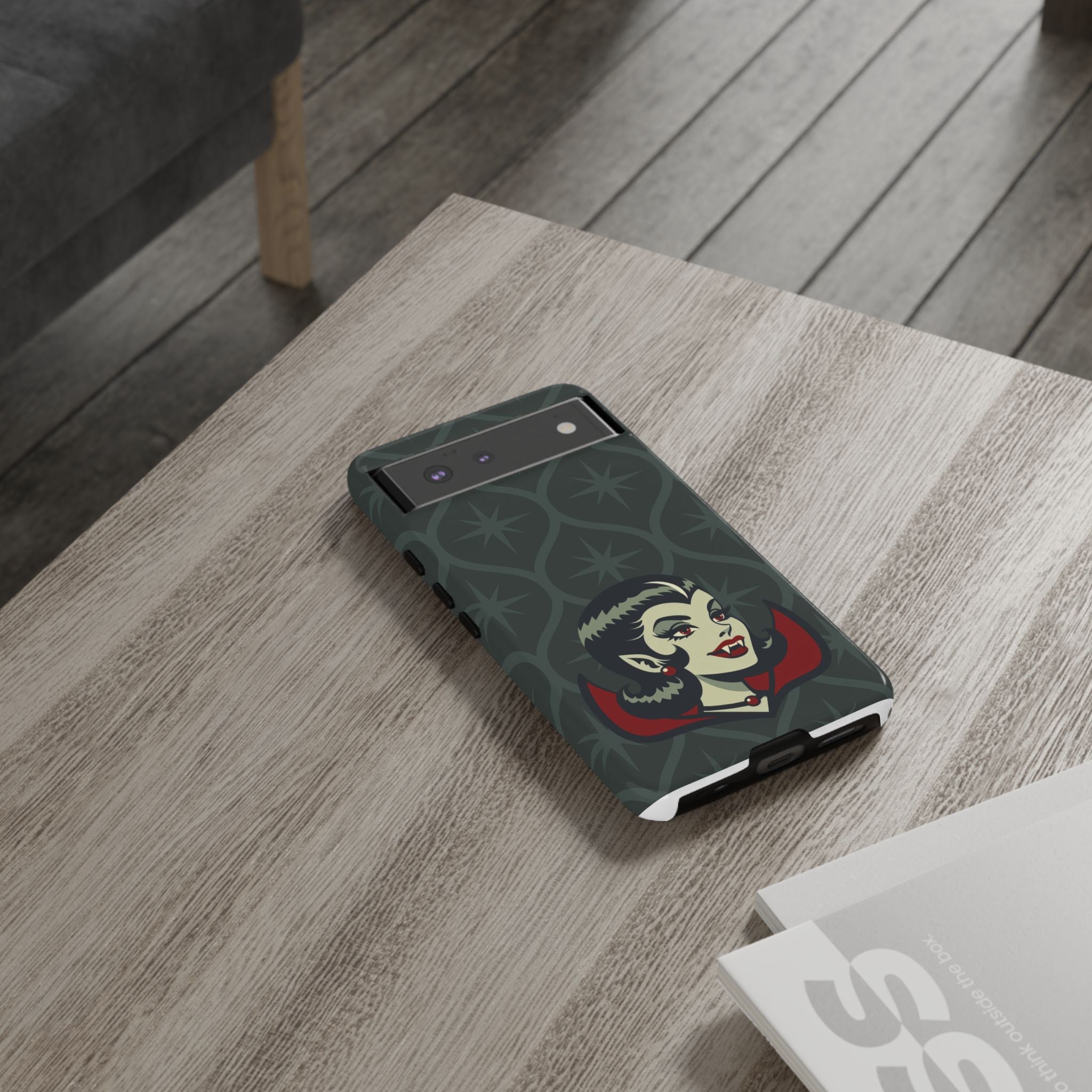 Vampire Dracula Girl Halloween Goth Horror Buff MCM Green Tough Phone Case