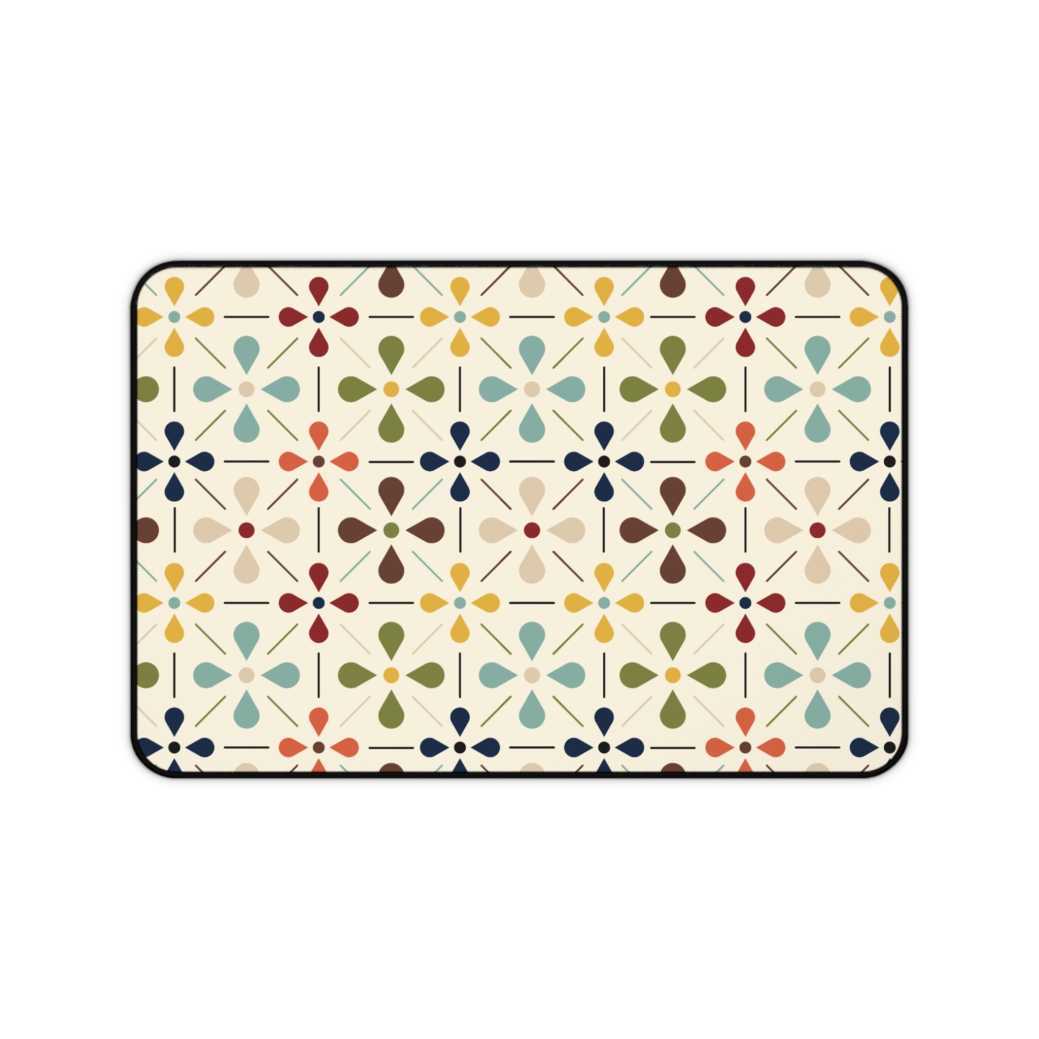 Mid Century Modern Scandinavian Flower, Mod Multi Color Desk Mat - Mid Century Modern Gal