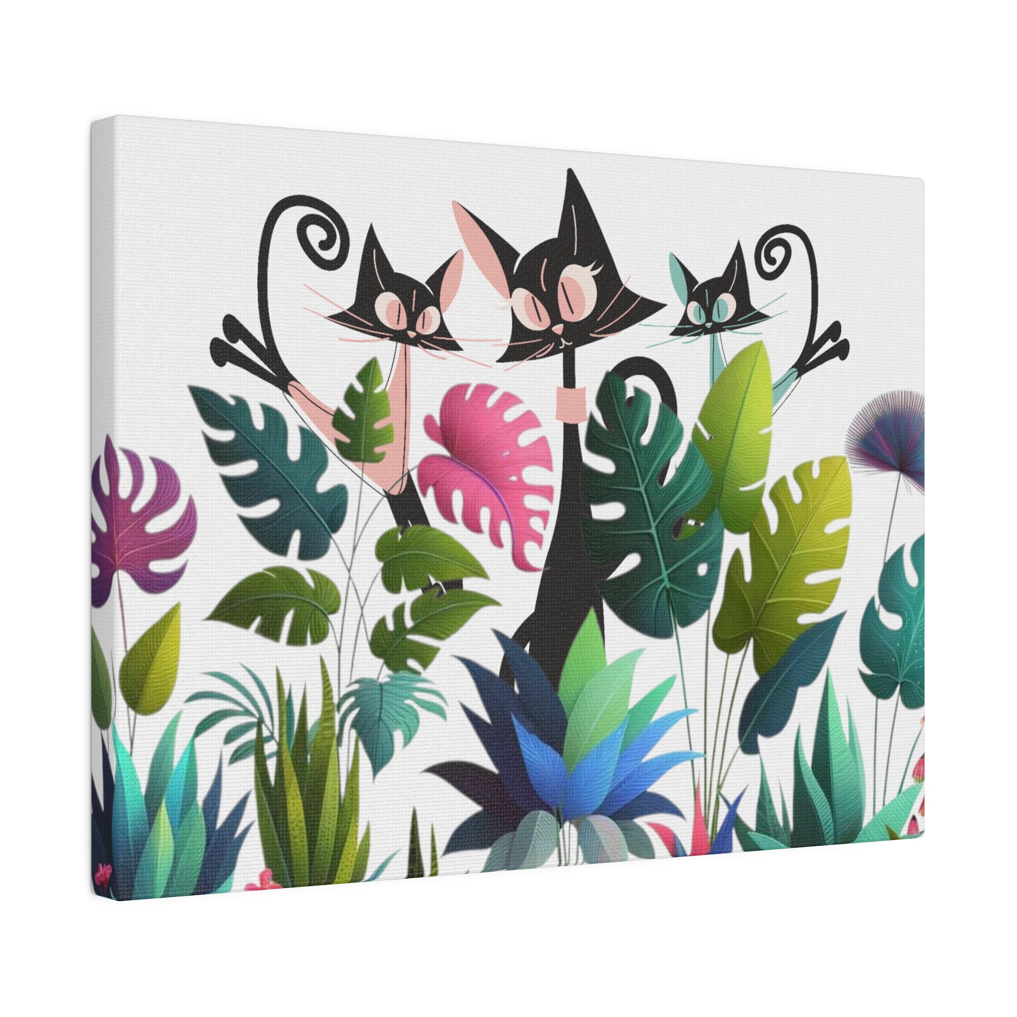Cats And Plants, Crazy Cat Mom, Boho Plants, Funky Fun Colorful Office, Livingroom, Bedroom Atomic Cat Mid Century Modern Wall Art - Mid Century Modern Gal