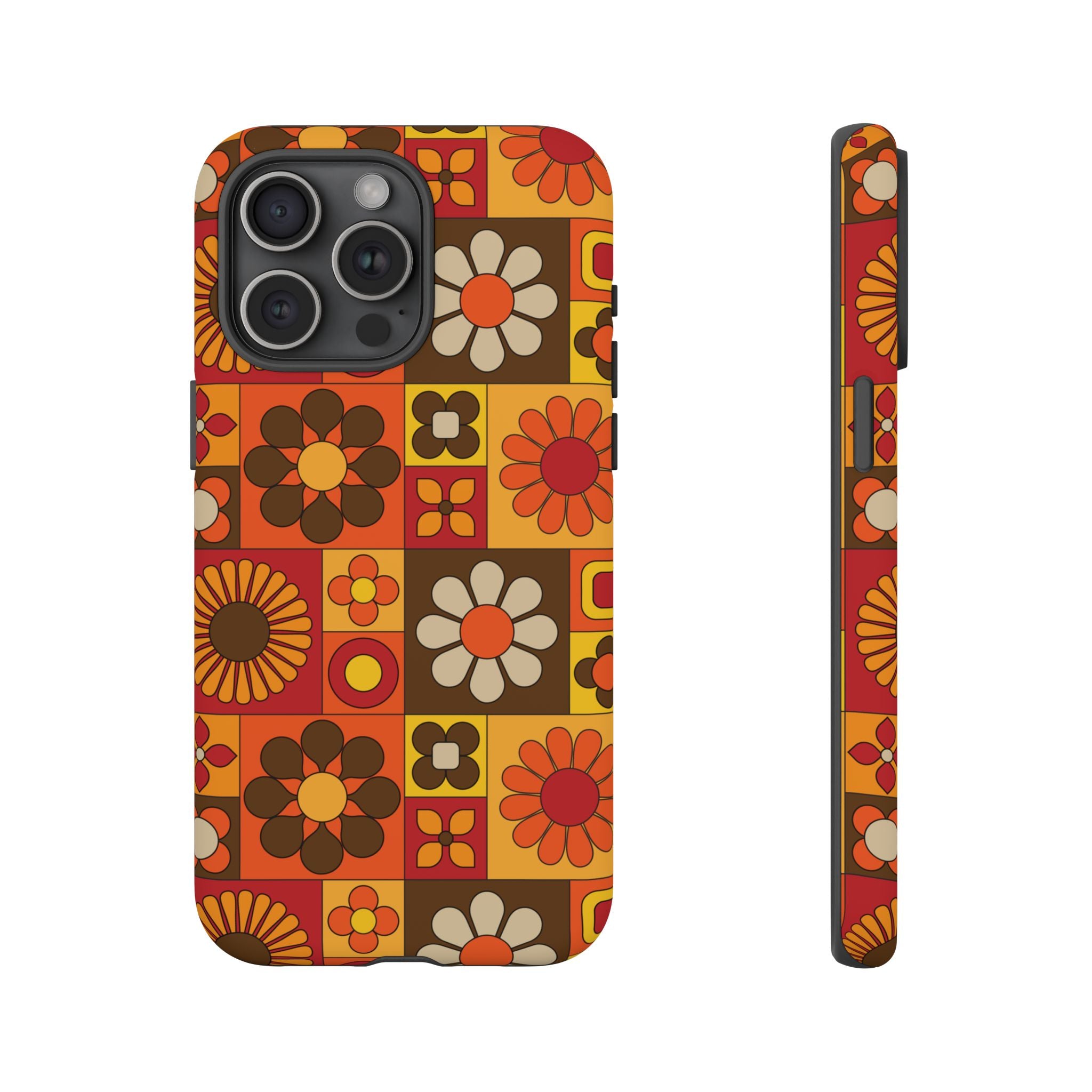 Retro 70s Mid Mod Floral Phone Case | Tough Cases for Flower Lovers - Mid Century Modern Gal