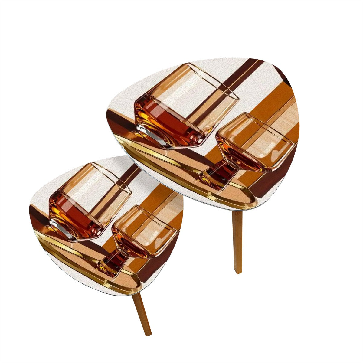 Bourbon Whisky Mid Century Modern Nesting Tables - Mid Century Modern Gal