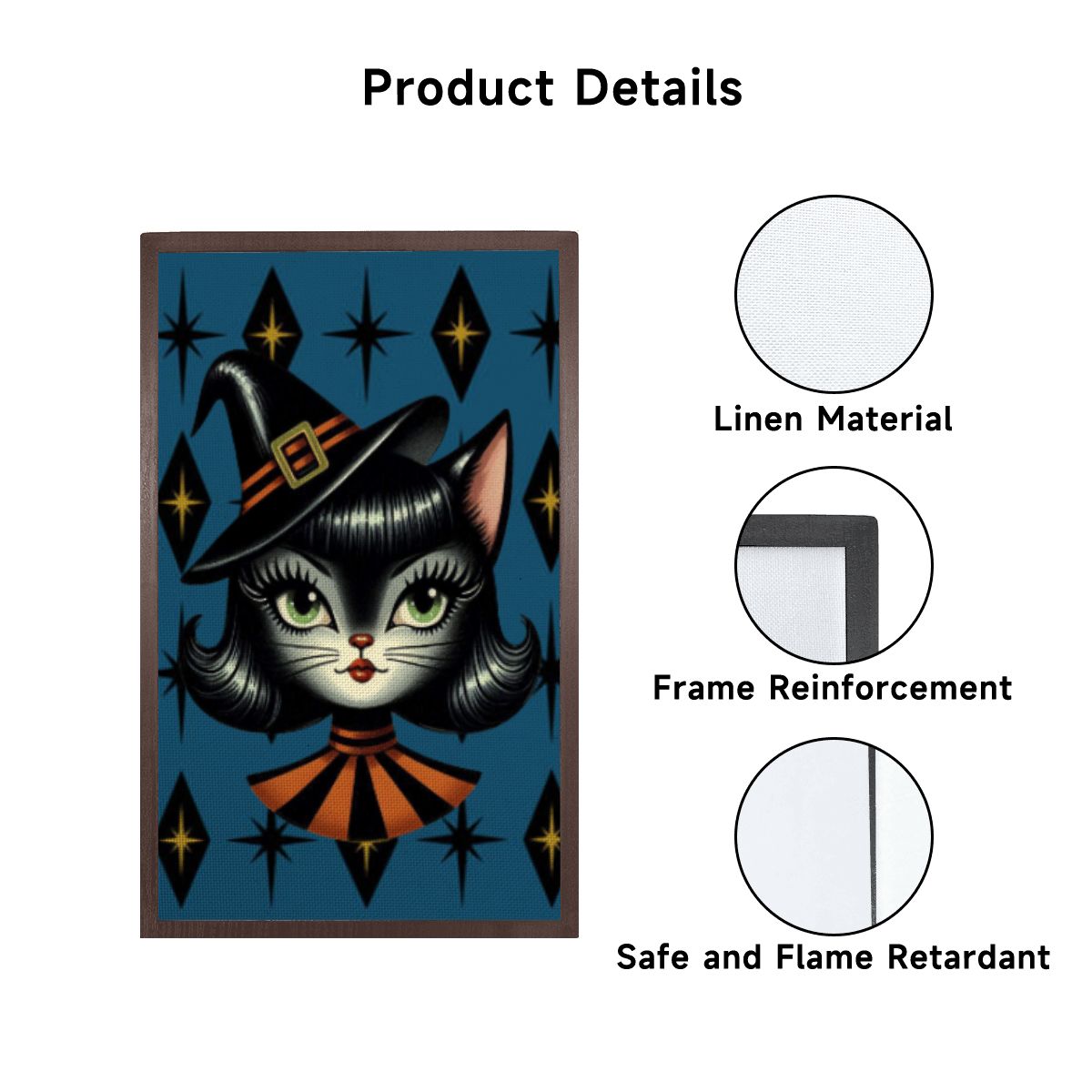 Vintage Halloween Black Cat Sexy Sexton Mid Century Modern Blue Lampshade for Floor Lamp with Shelves - Lampshade Only - Mid Century Modern Gal