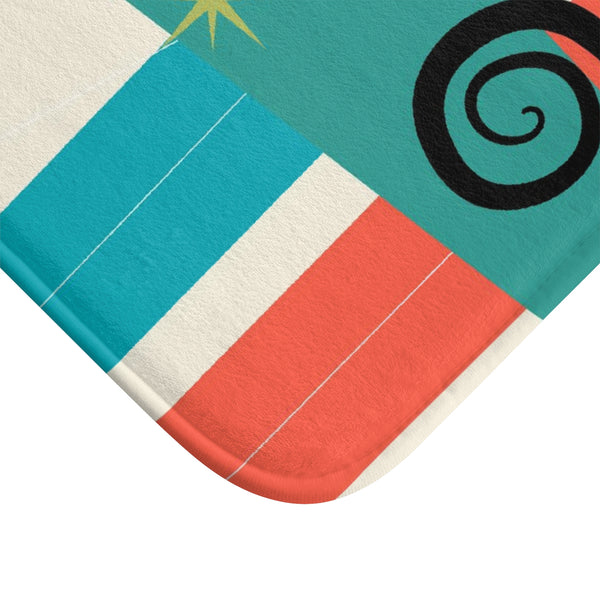 Atomic Cat Kitschy Mod Bath Mat Retro Cat Design Bath Mat - Fun & Stylish Bathroom Decor