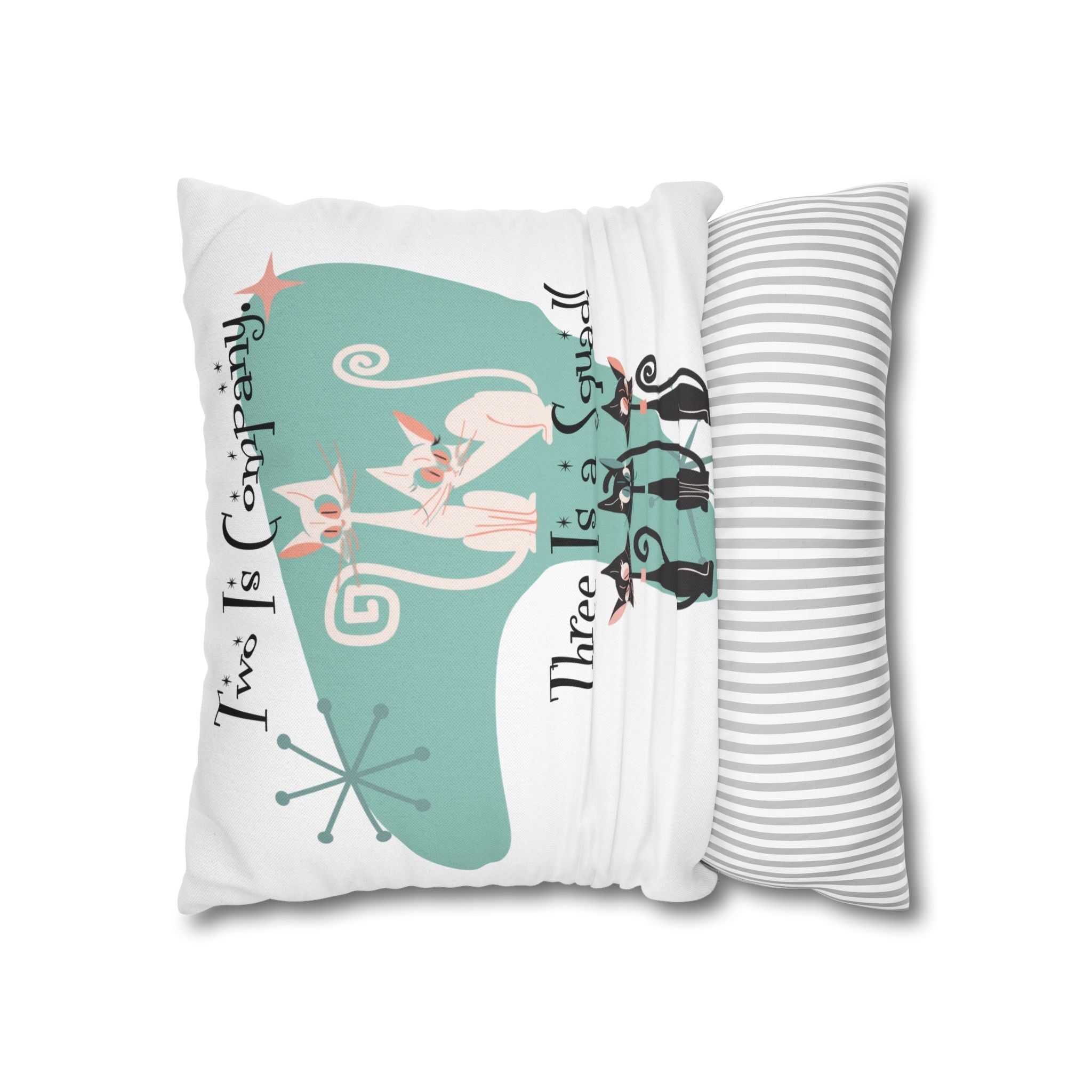 Atomic Kitschy Cats, Mid Mod Boomerang Family Co-worker Bestie Gifts Pillow Cover - Mid Century Modern Gal