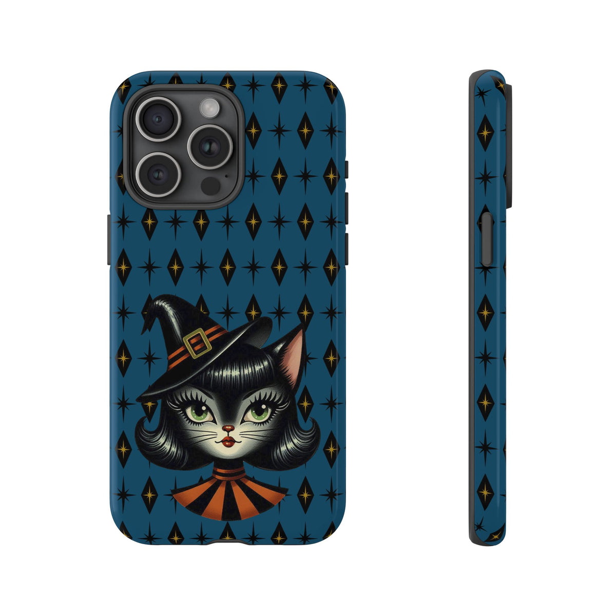 Vintage Halloween Black Cat Sexy Sexton Mid Century Modern Blue Tough Phone Case