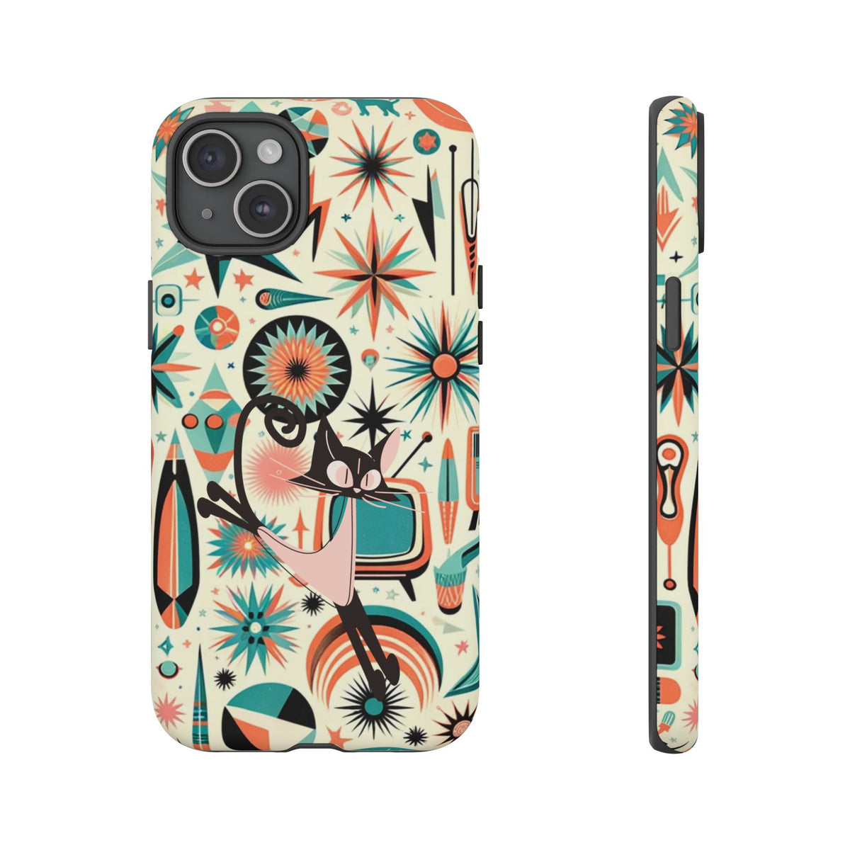 Atomic Kitty Boomerang Space Kitty Mid Century Modern Samsung, Smart Phone, Tough Cases
