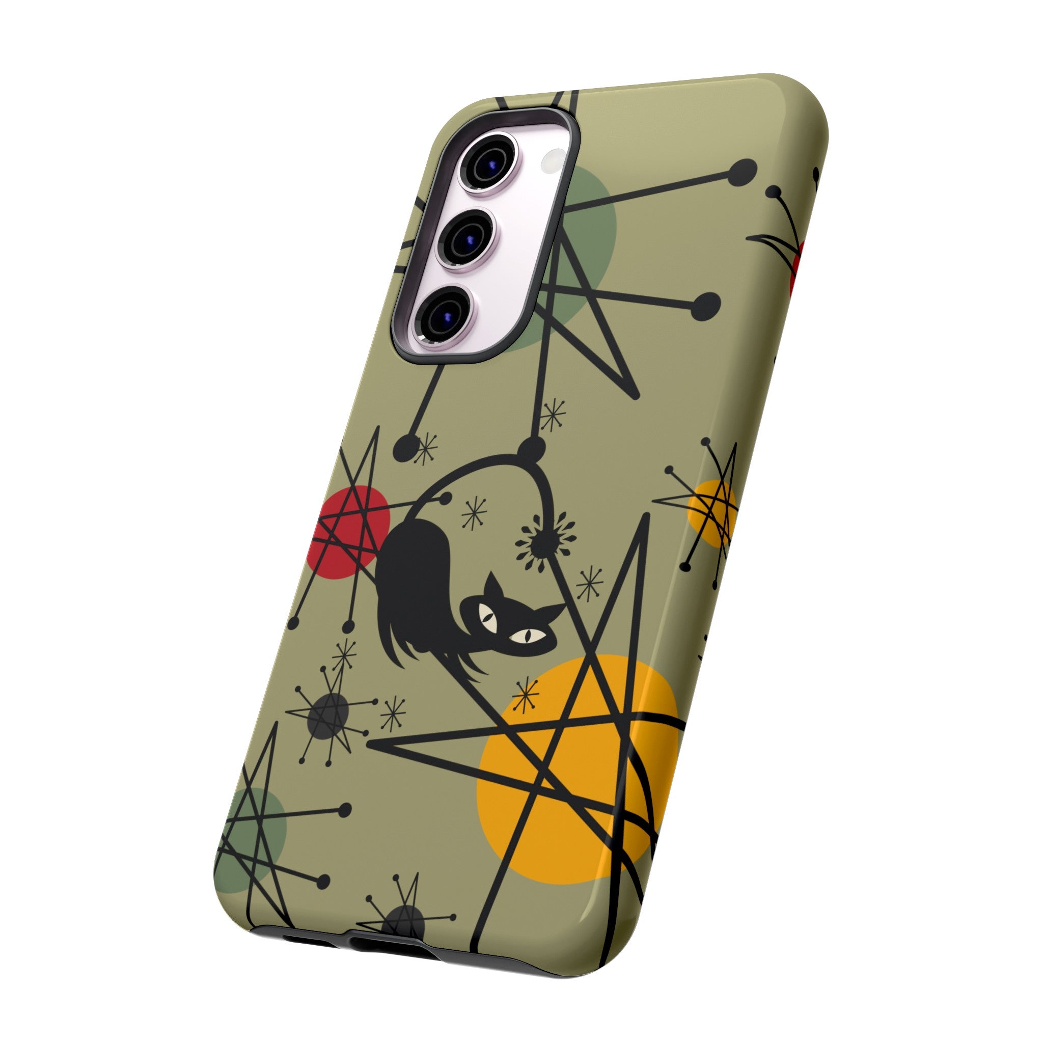Mid Century Modern Atomic Cat, Retro Chic Groovy Mod Samsung, Smart Phone Tough Cases