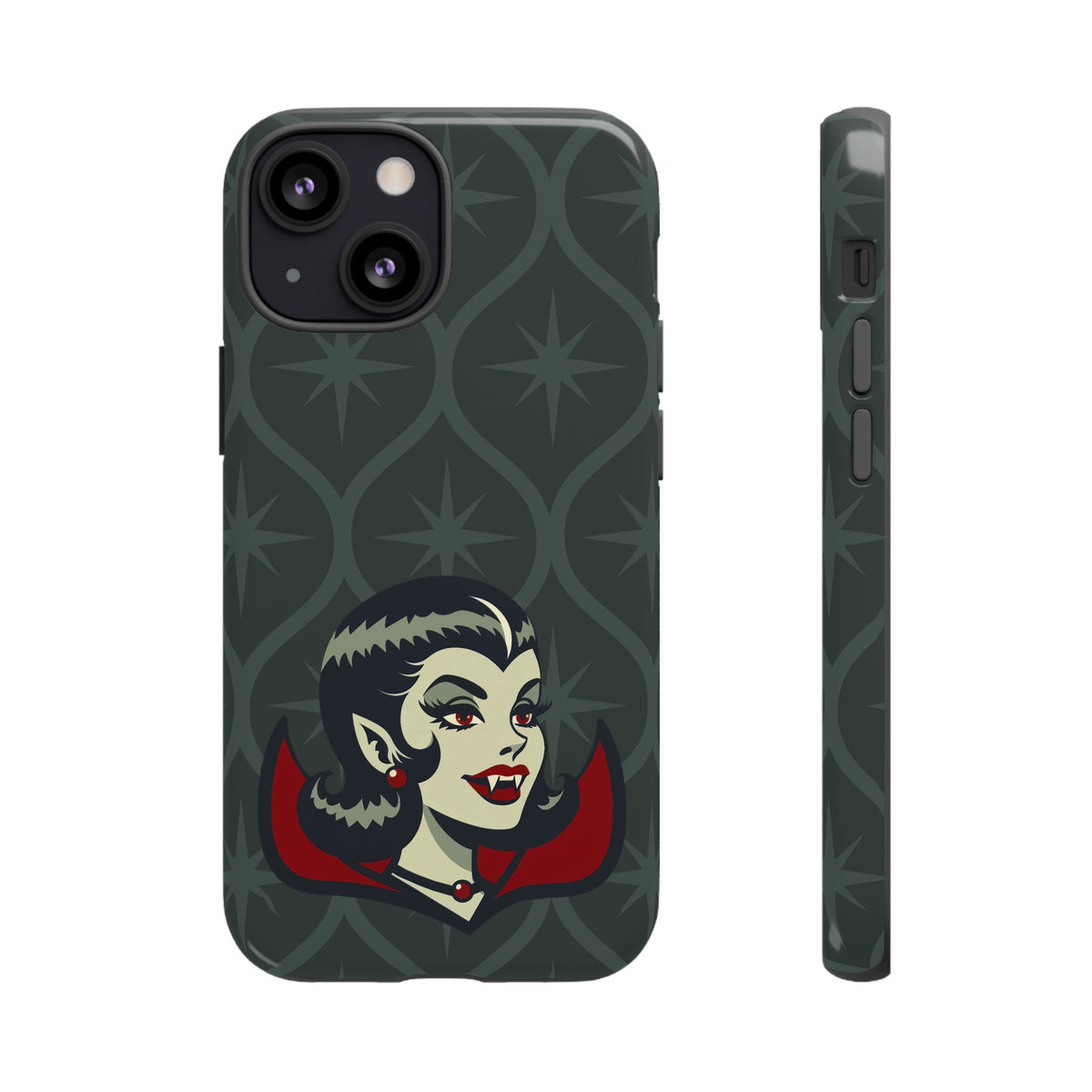 Vampire Dracula Girl Halloween Goth Horror Buff MCM Green Tough Phone Case