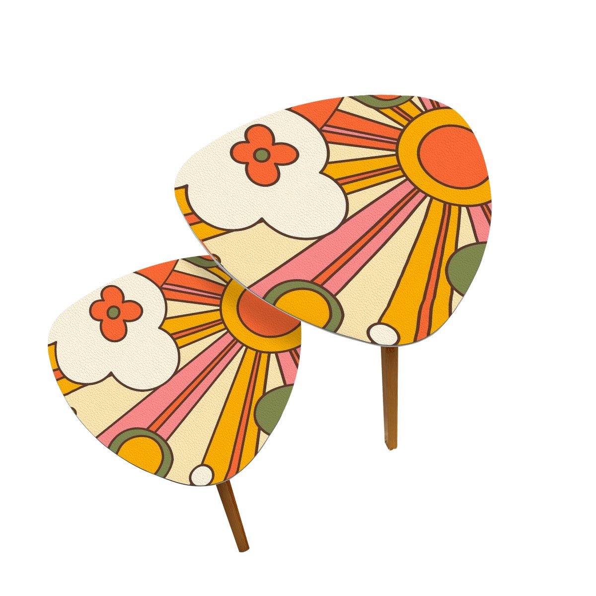 1970s Groovy Sun Retro Mod Set Of Two Nesting Tables - Mid Century Modern Gal