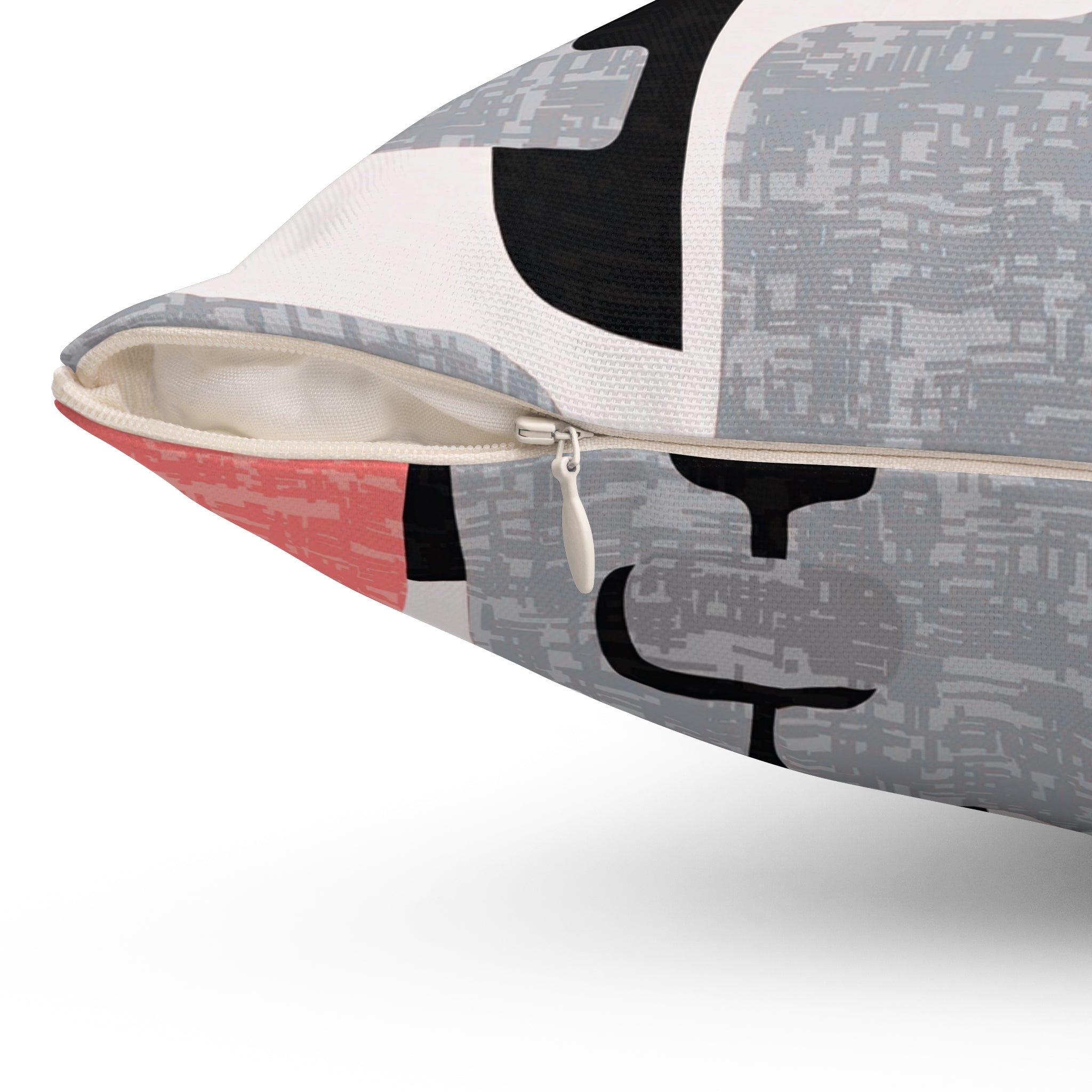 Mid Century Modern Pillow And Insert, Geometric, Coral Pink, Black, Gray, White, MCM - Mid Century Modern Gal