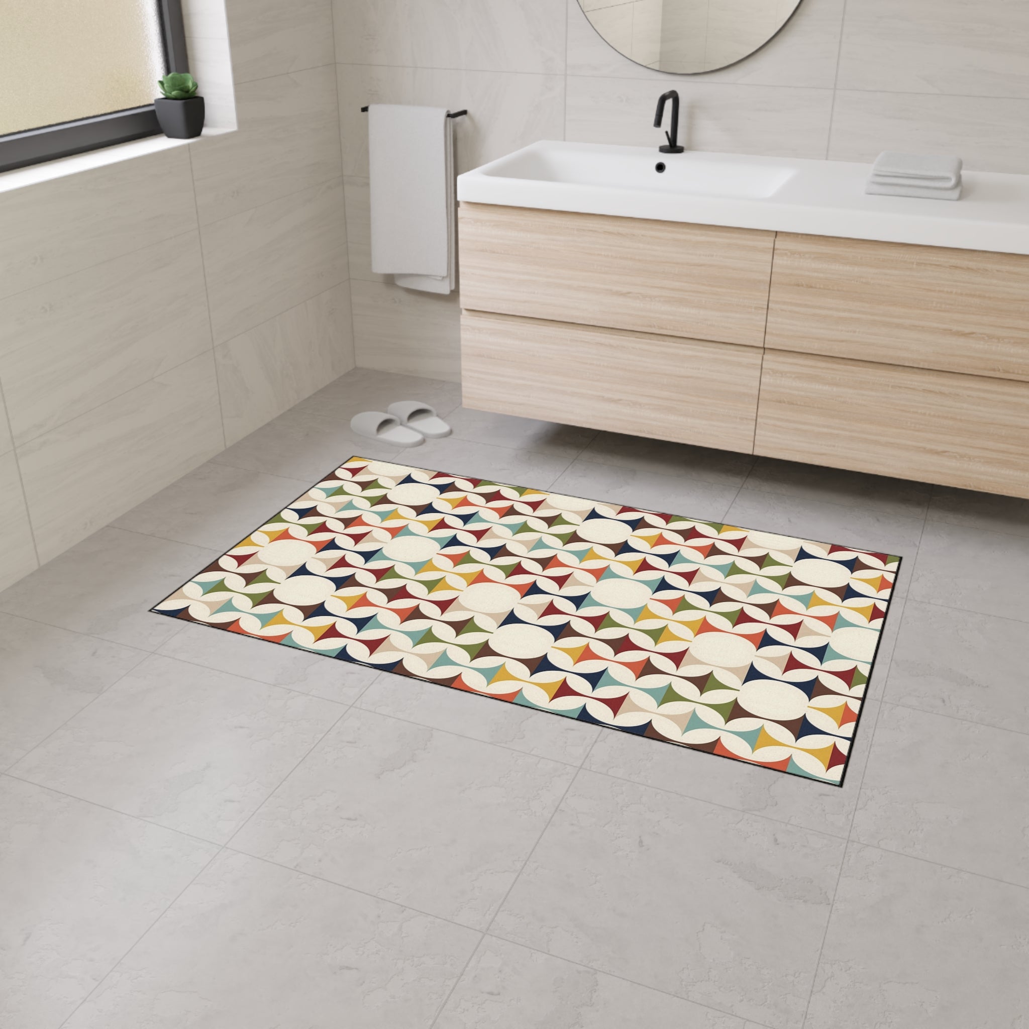 Mid Century Modern Scandinavian Designed Kitchen, Bath Heavy Duty Floor Mat - Mid Century Modern Gal