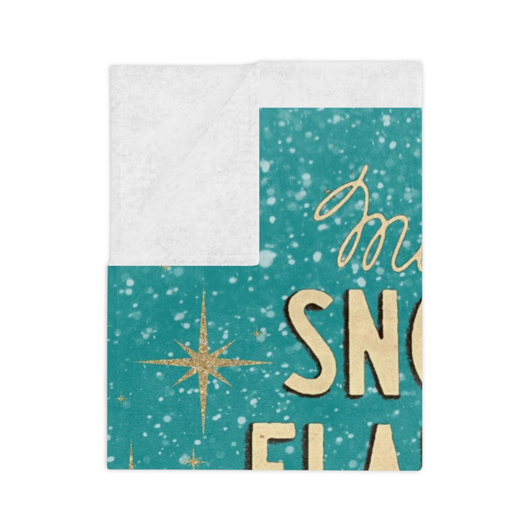 Christmas Stary Brite Ornaments, Kitschy Mod Teal Mica Snow 50s Christmas Velveteen Microfiber Blanket - Mid Century Modern Gal