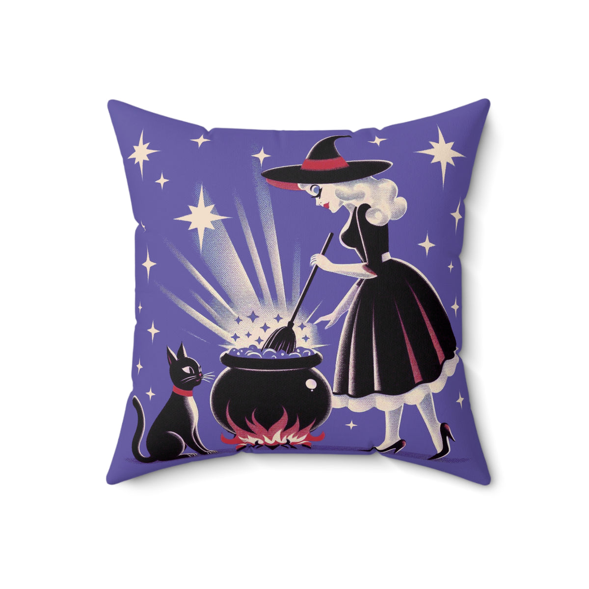 Witch's Brew Mid Century Modern Halloween Gothic Purple Pillow Cover and Insert - Mid Century Modern Gal