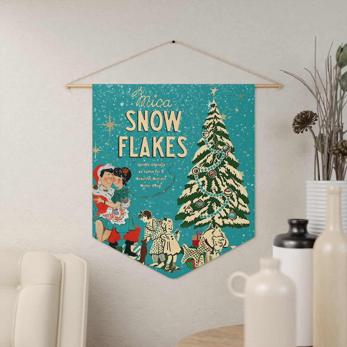Vintage Snow Flakes Pennant Banner - Holiday Decor for Festive Cheer - Mid Century Modern Gal