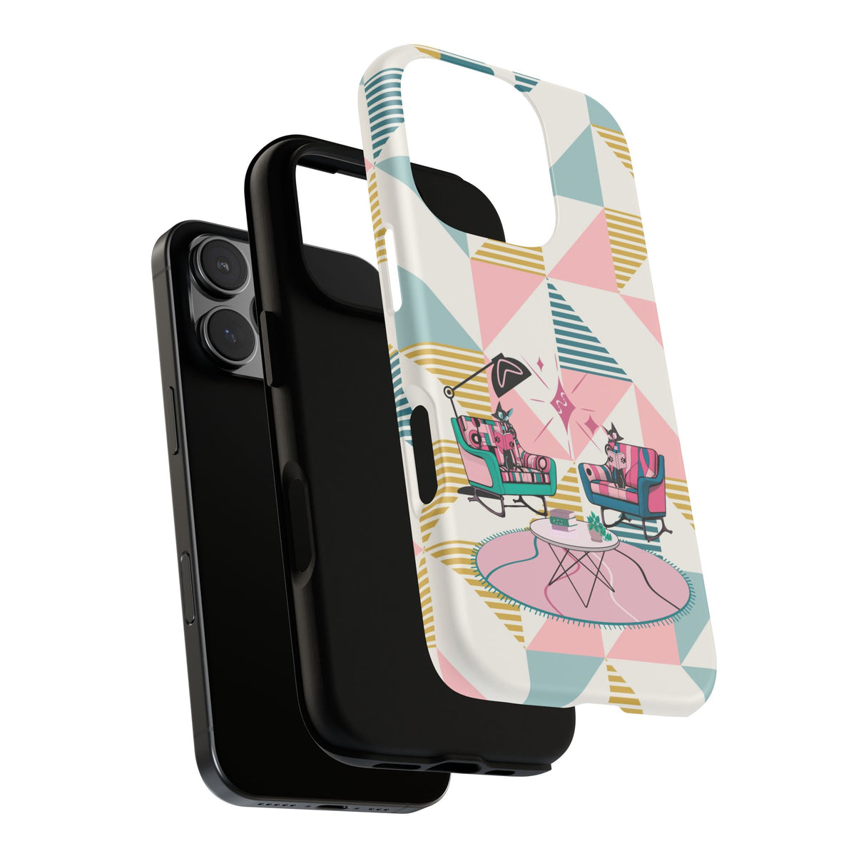 Atomic Cats Reading, Book Talk, Book Lover, Retro Chic Phone Case with Retro Vibe - Cozy Living Room Design