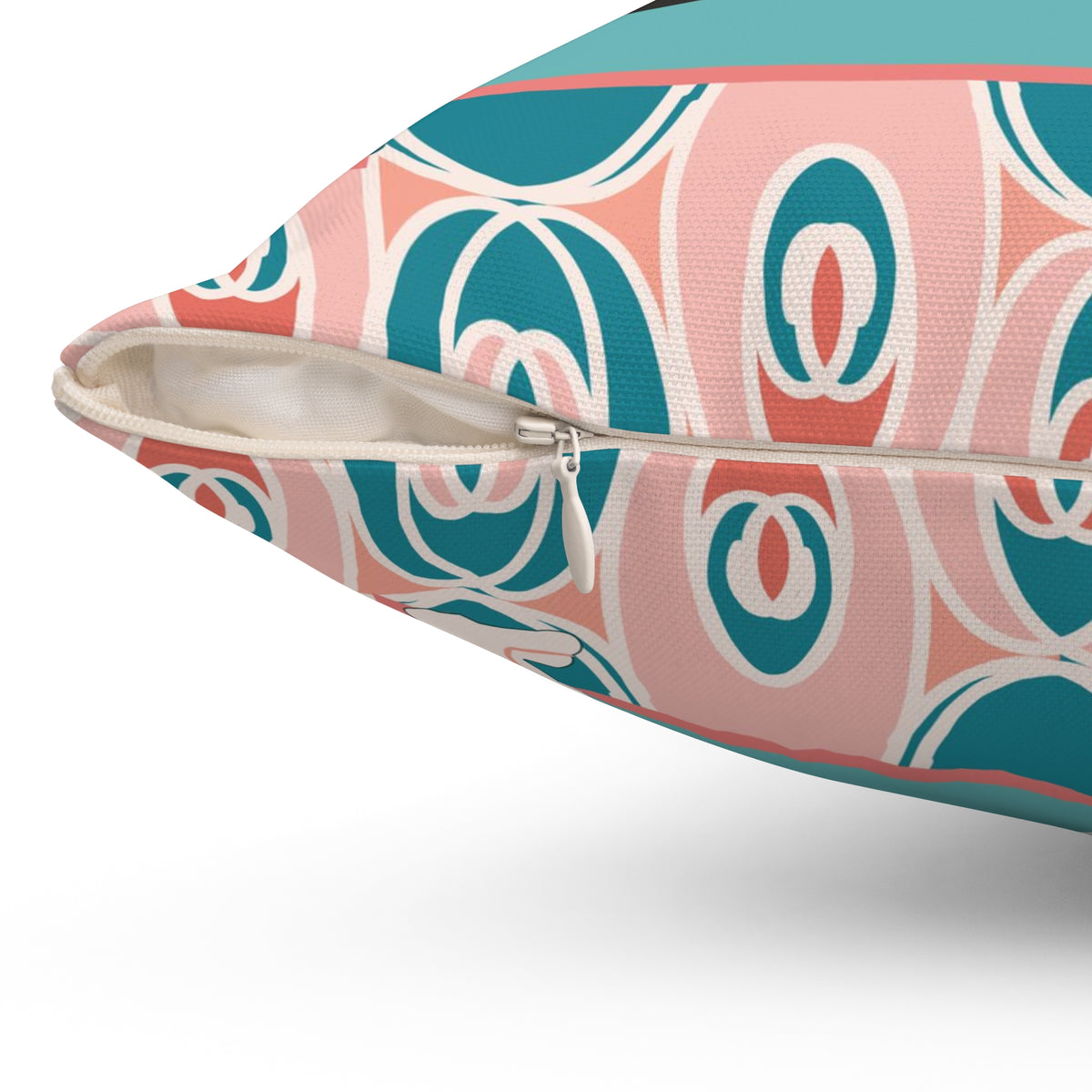 Atomic Black And White Kitty Cats, Mid Century Modern Teal Coral Pink, Kitschy Cute Pillow And Insert - Mid Century Modern Gal