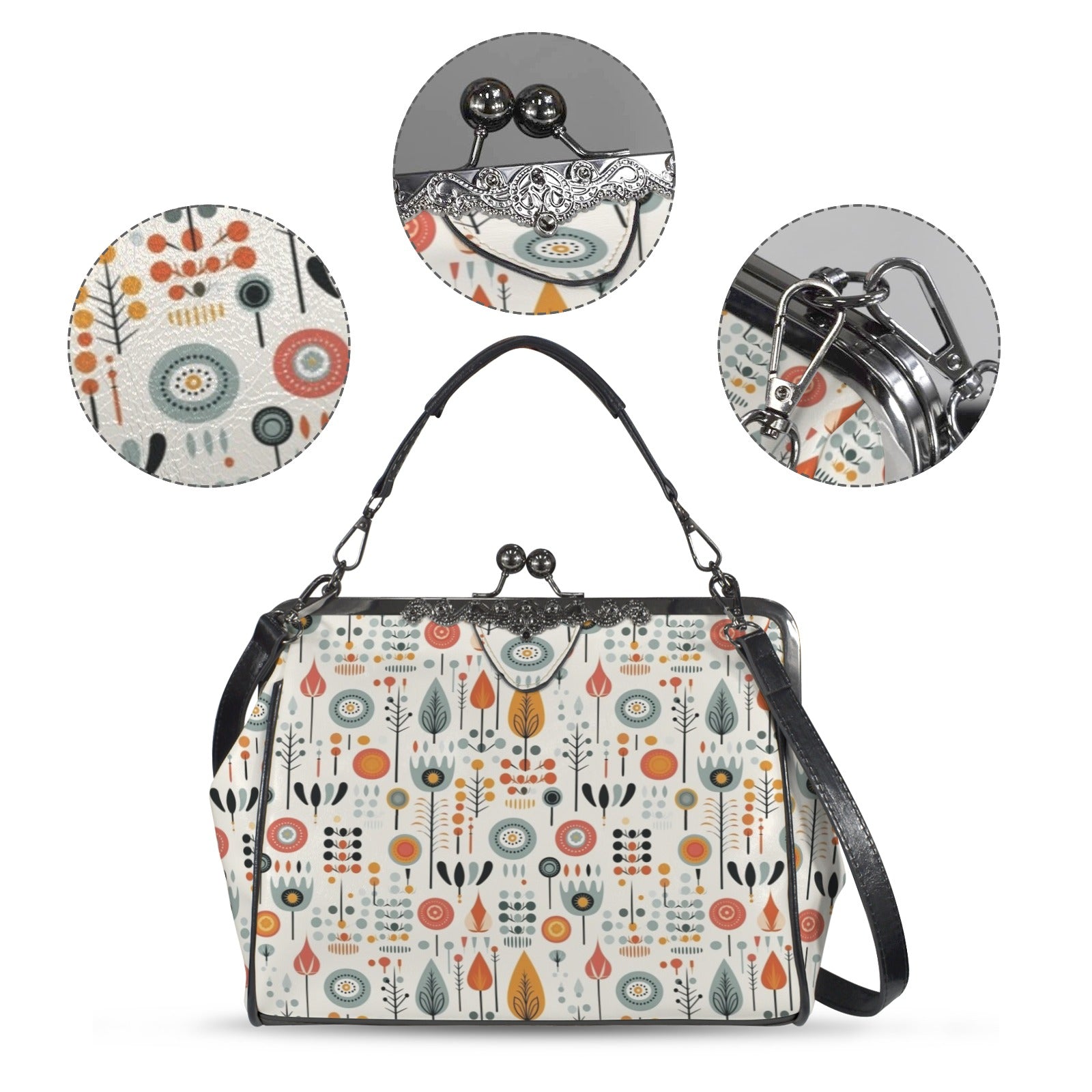 Mid Century Modern Scandinavian Designed Kisslock Crossbody Purse - Mid Century Modern Gal