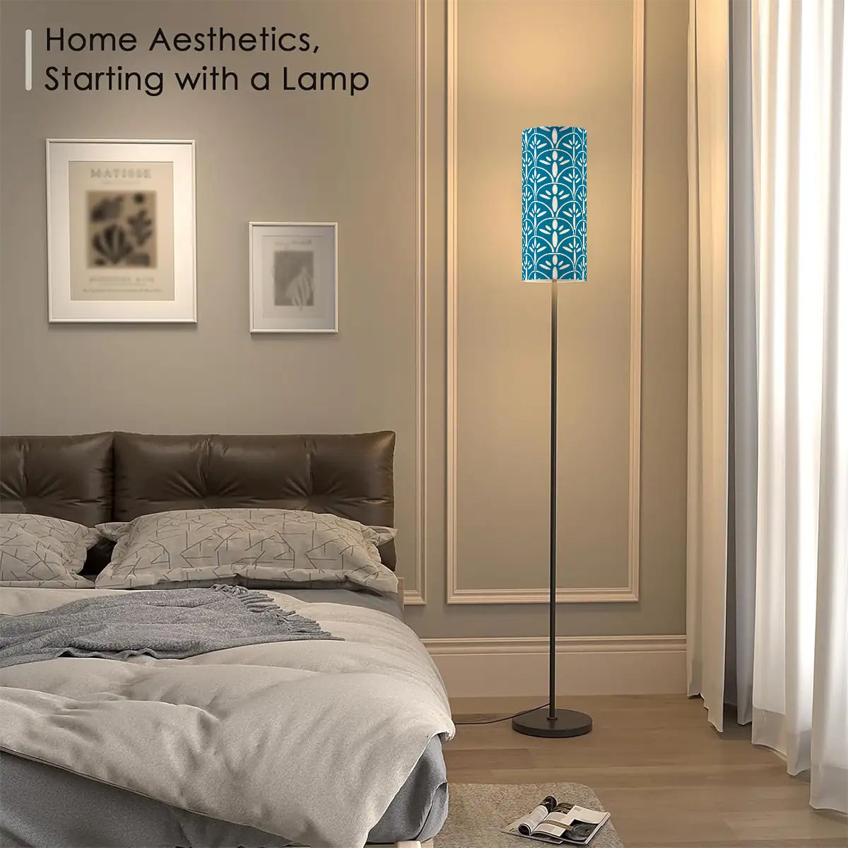 Art Deco Colorful Abstract Floor Lamp | Blue And White Mid Century Modern Lighting - Mid Century Modern Gal