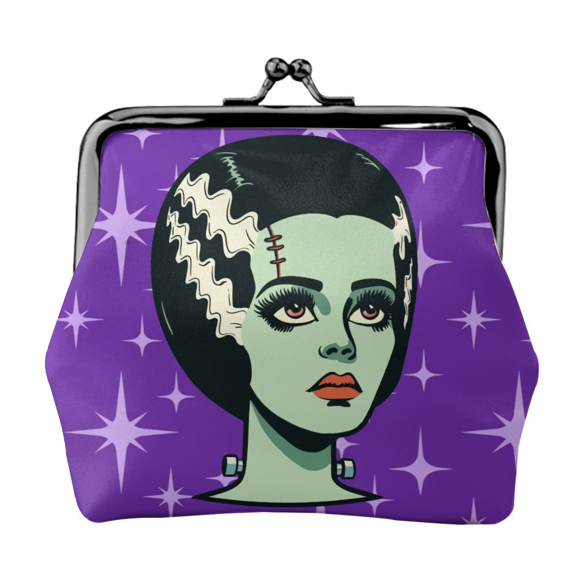 Bride of Frankenstein Retro Mid Mod Horror Buff Purple Halloween Coin Purse - Mid Century Modern Gal