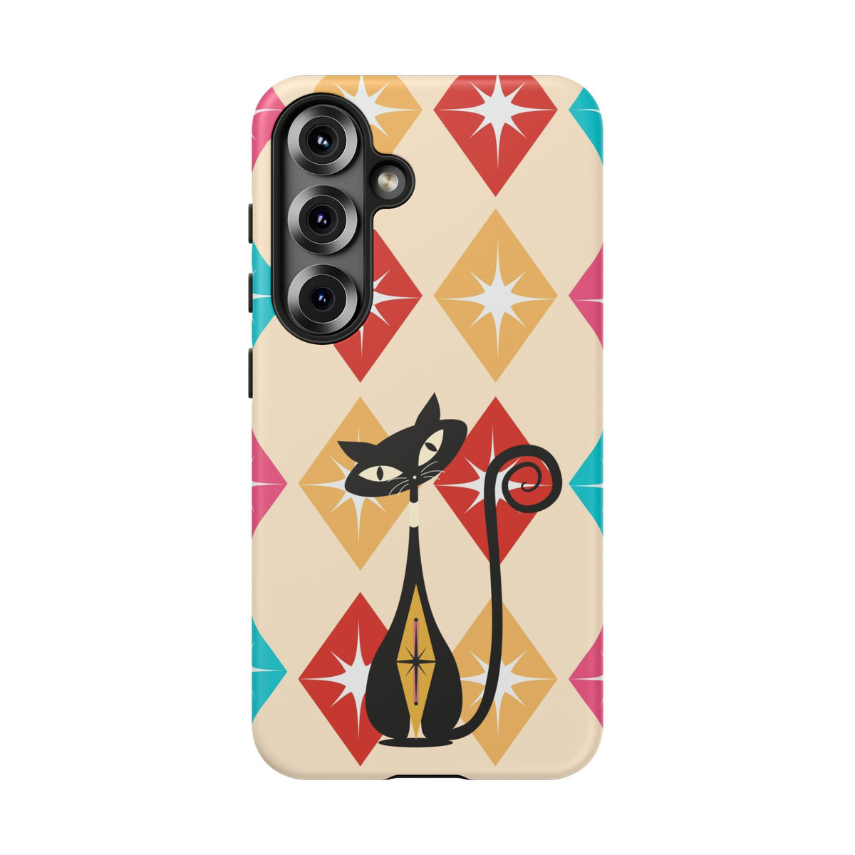 Mid Century Modern Atomic Cat, Atomic 50s Diamonds Retro Phone Tough Cases