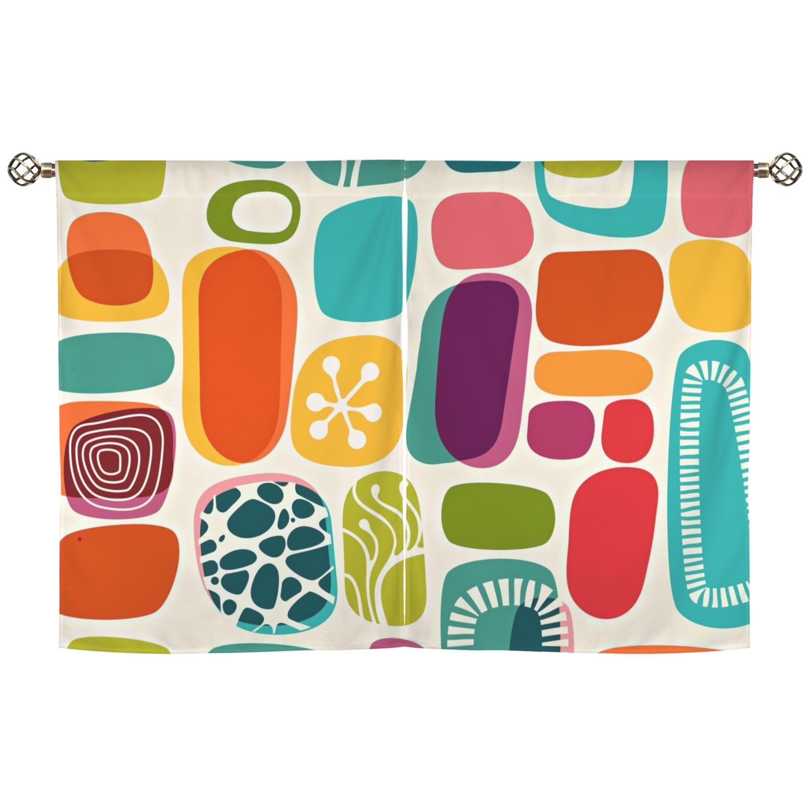 Mid Century Modern Amoeba Cafe Window Curtains - Mid Century Modern Gal