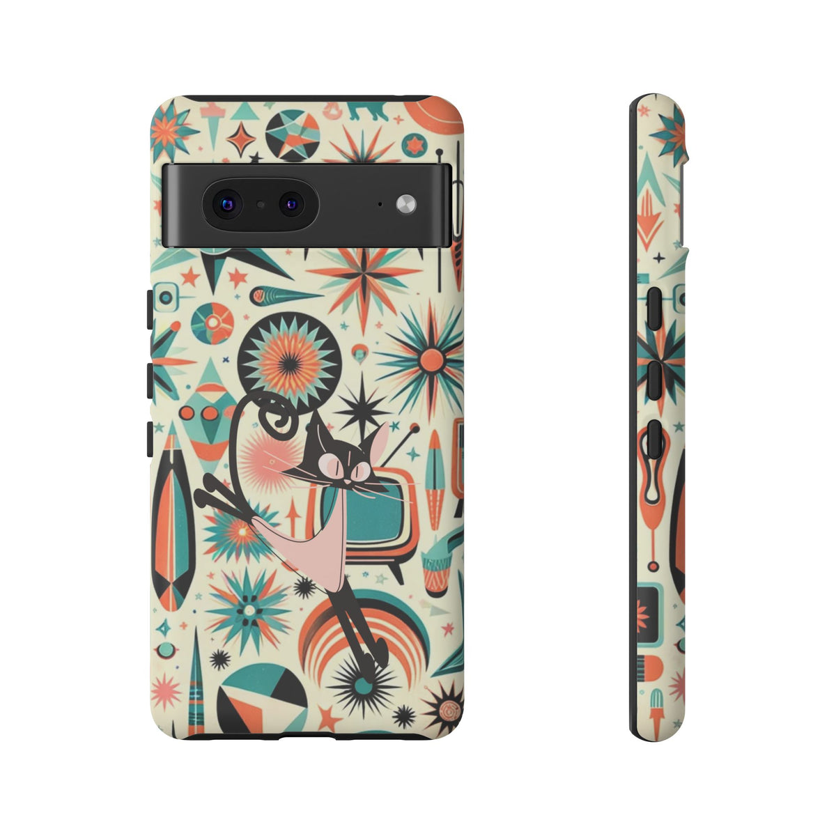 Atomic Kitty Boomerang Space Kitty Mid Century Modern Samsung, Smart Phone, Tough Cases