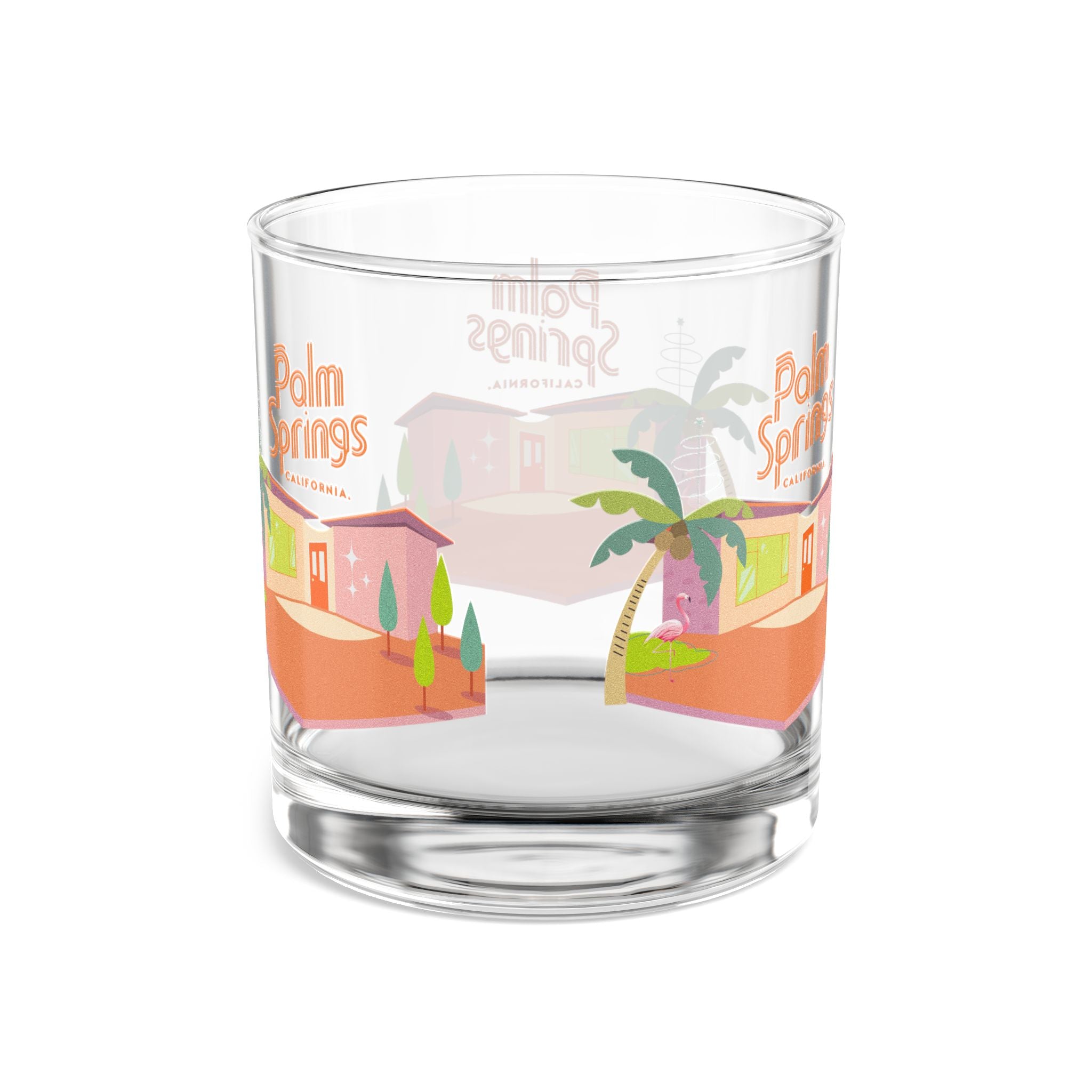 Palm Springs California Bourbon Lover Glass, Mid Mod Style - Mid Century Modern Gal