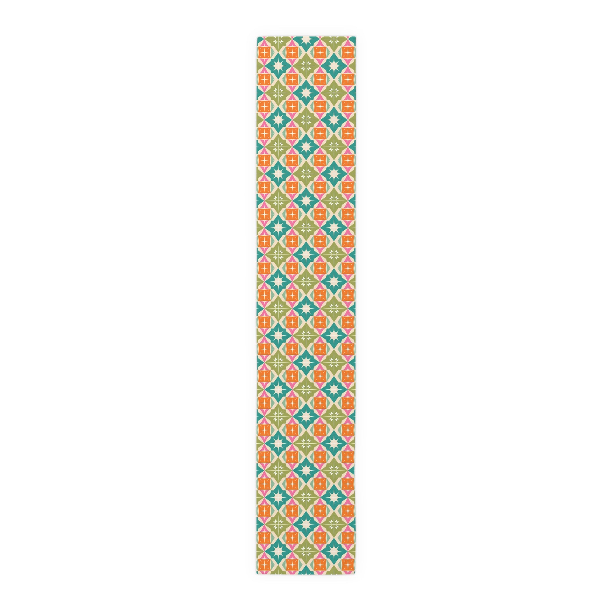 Mid Century Modern Atomic Starbursts Diamonds Vibrant Geometric Retro Table Runner - Mid Century Modern Gal