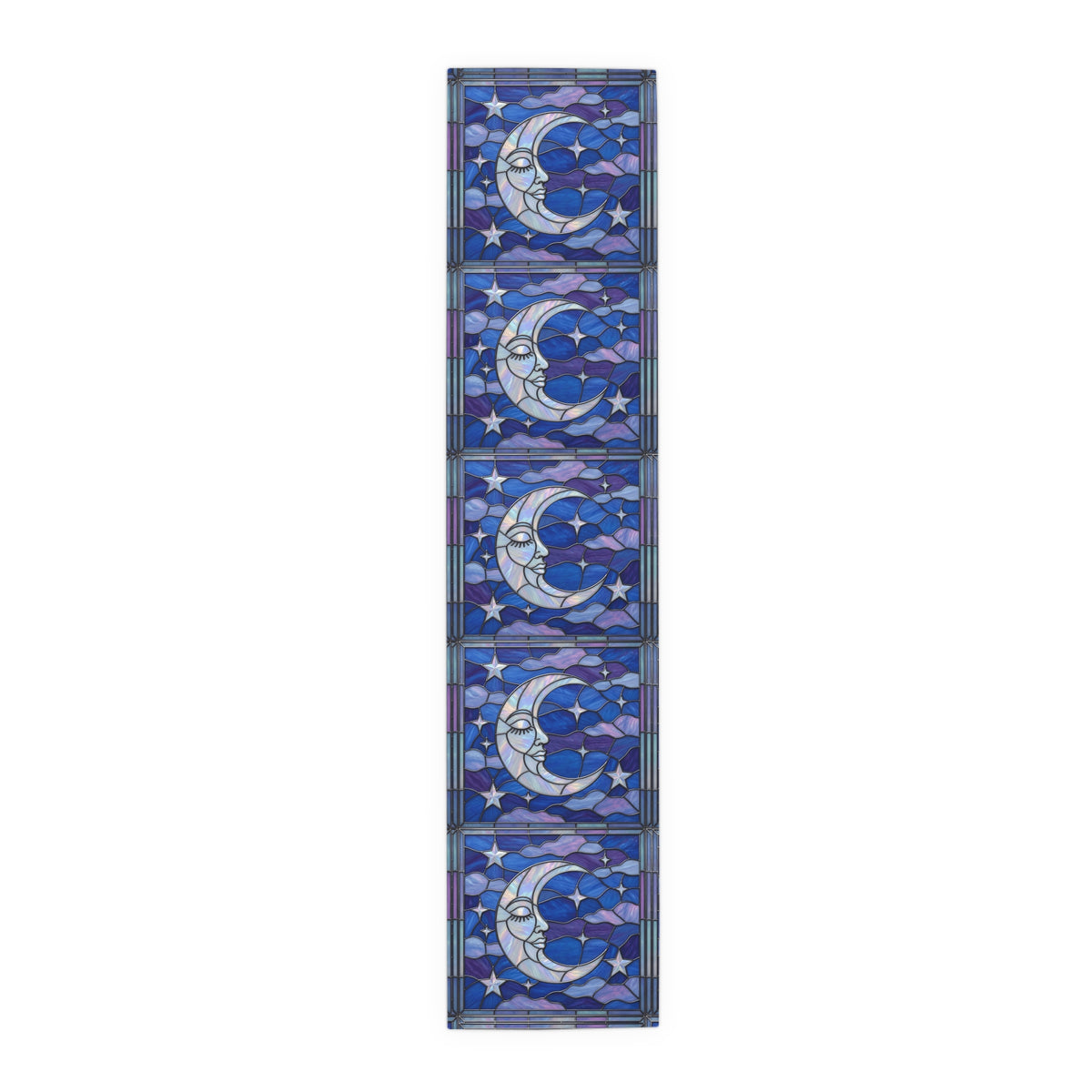 Halloween Stained Glass Style Night Sky Moon Stars Clouds Table Runner - Mid Century Modern Gal