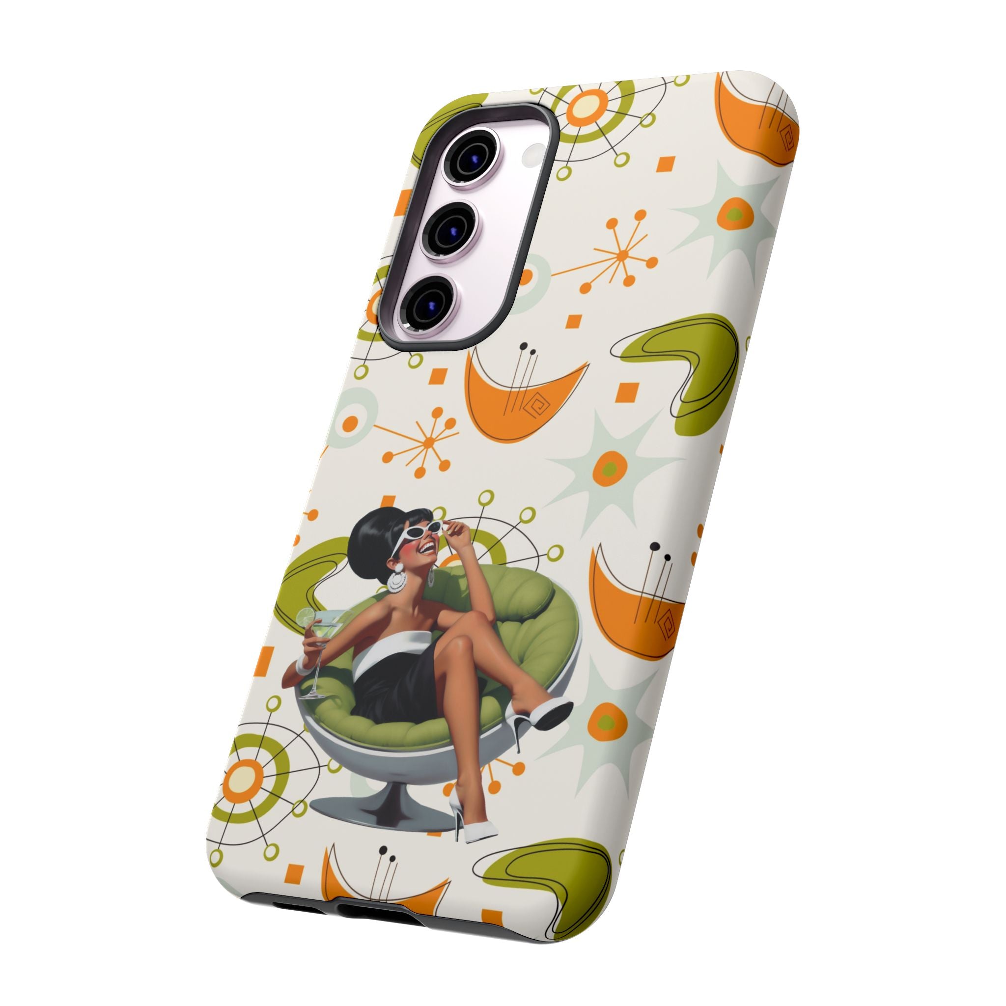 Mid Century Modern Atomic Starburst Mid Mod 60s Gal Retro Chic Tough Phone Case with Vintage Glamour Design