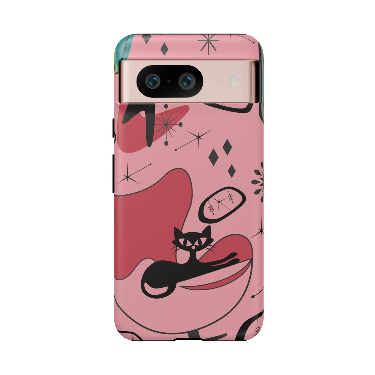 Atomic Cat, Pink Mid Century Modern, Egg Chair, Space Cat Tough Phone Case