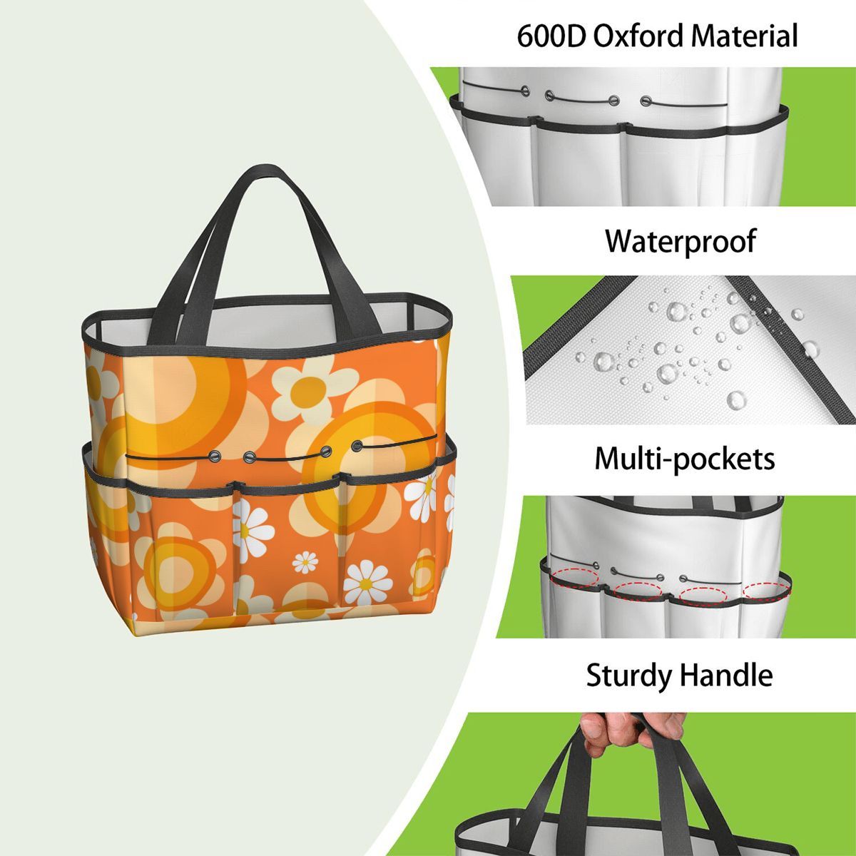 Flower Power Orange Groovy Mod Garden Tool Bag - Mid Century Modern Gal