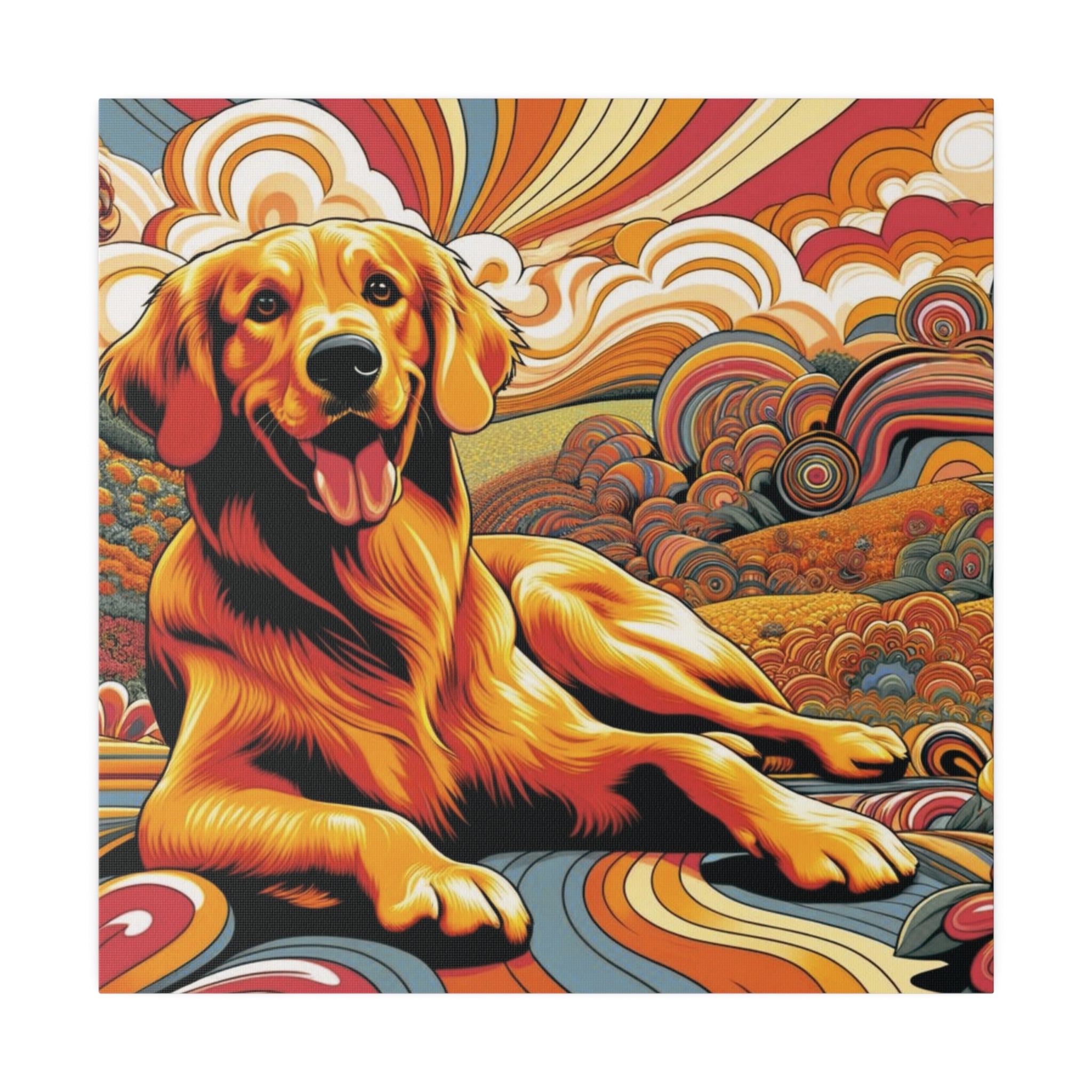 Golden Retriever Gift, Retro Wall Art, Groovy Hipster Style Mod, Golden Mom Dog Lover Wall Art - Mid Century Modern Gal