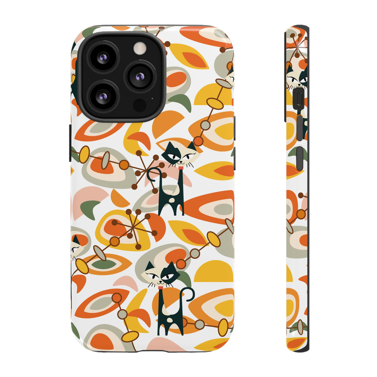 Atomic Cat Mid Mod Orange, Yellow, Groovy Cat Smart Phone Tough Cases
