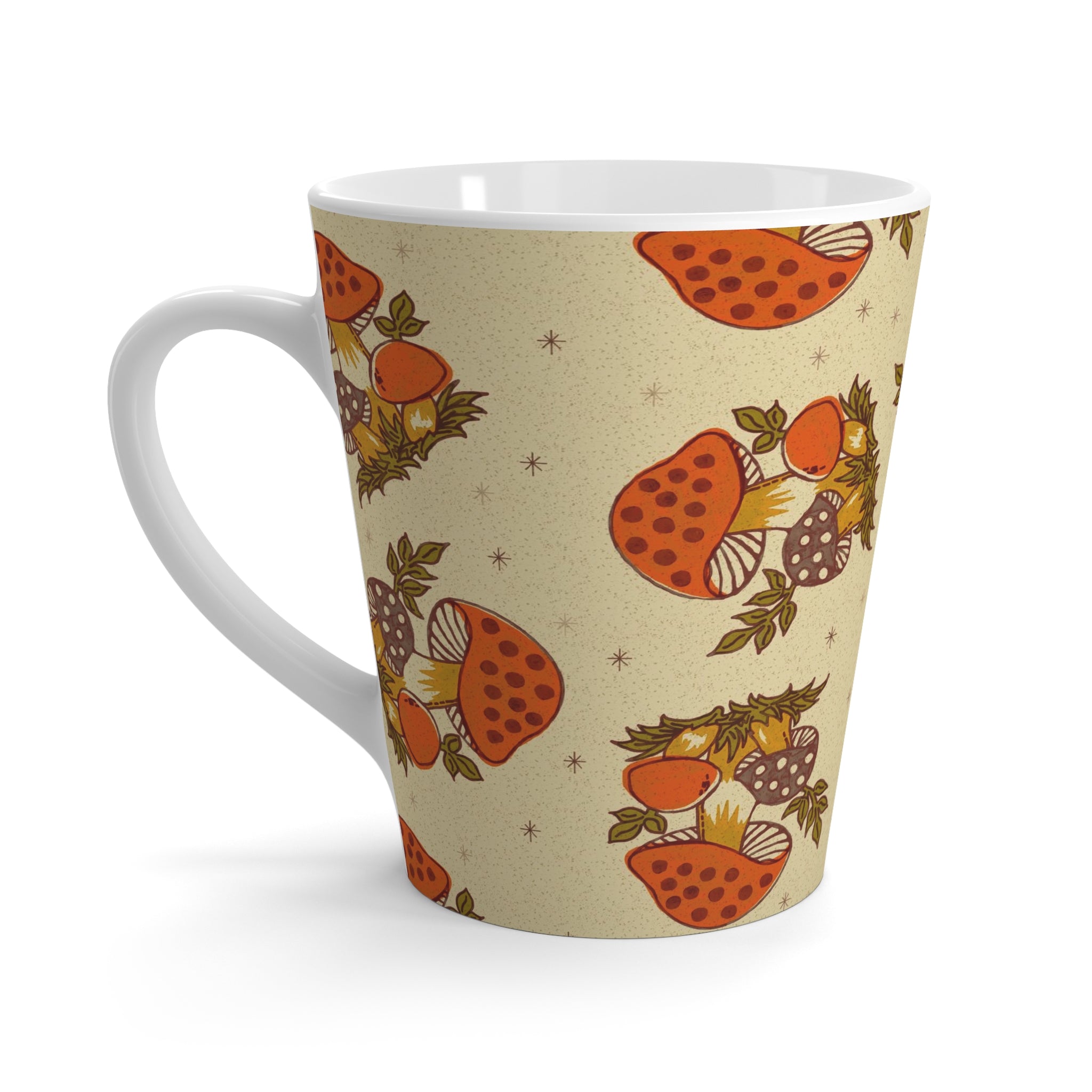 70s Vintage Merry Mushroom Groovy Retro Latte Mug - Mid Century Modern Gal