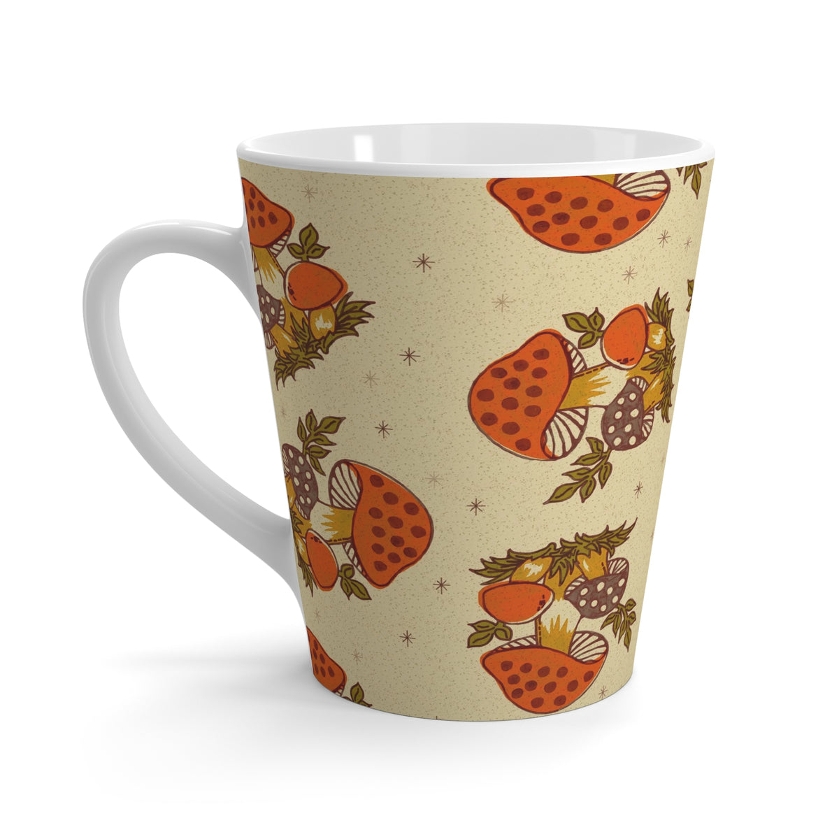 70s Vintage Merry Mushroom Groovy Retro Latte Mug - Mid Century Modern Gal
