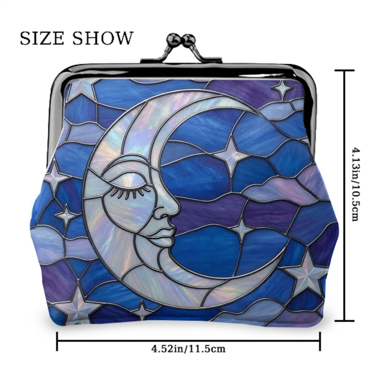 Halloween Stained Glass Style Night Sky Moon Stars Clouds Coin Purse - Mid Century Modern Gal