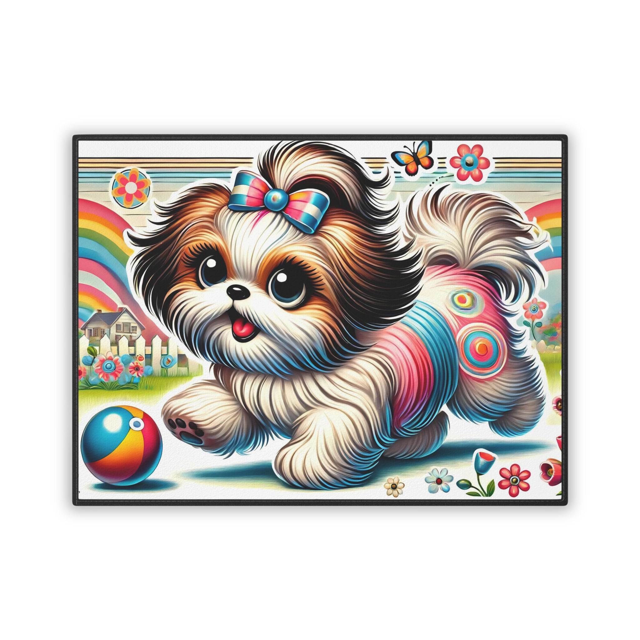Retro Pet Mat, Shih Tzu Fun Funky Playful Pet Mat - Mid Century Modern Gal