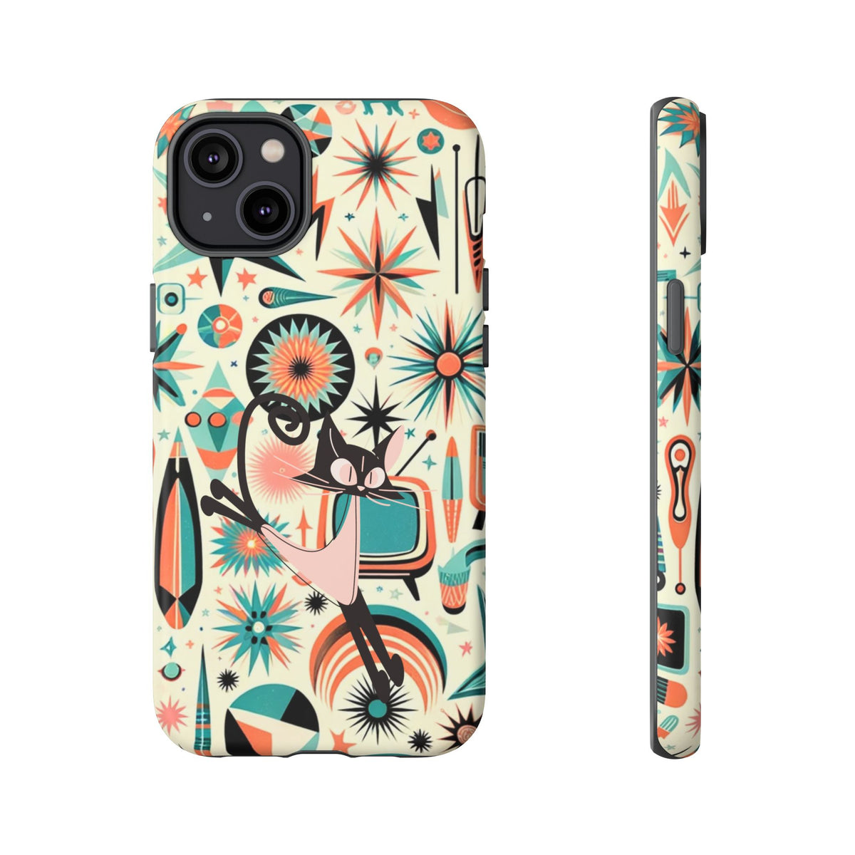 Atomic Kitty Boomerang Space Kitty Mid Century Modern Samsung, Smart Phone, Tough Cases - Mid Century Modern Gal