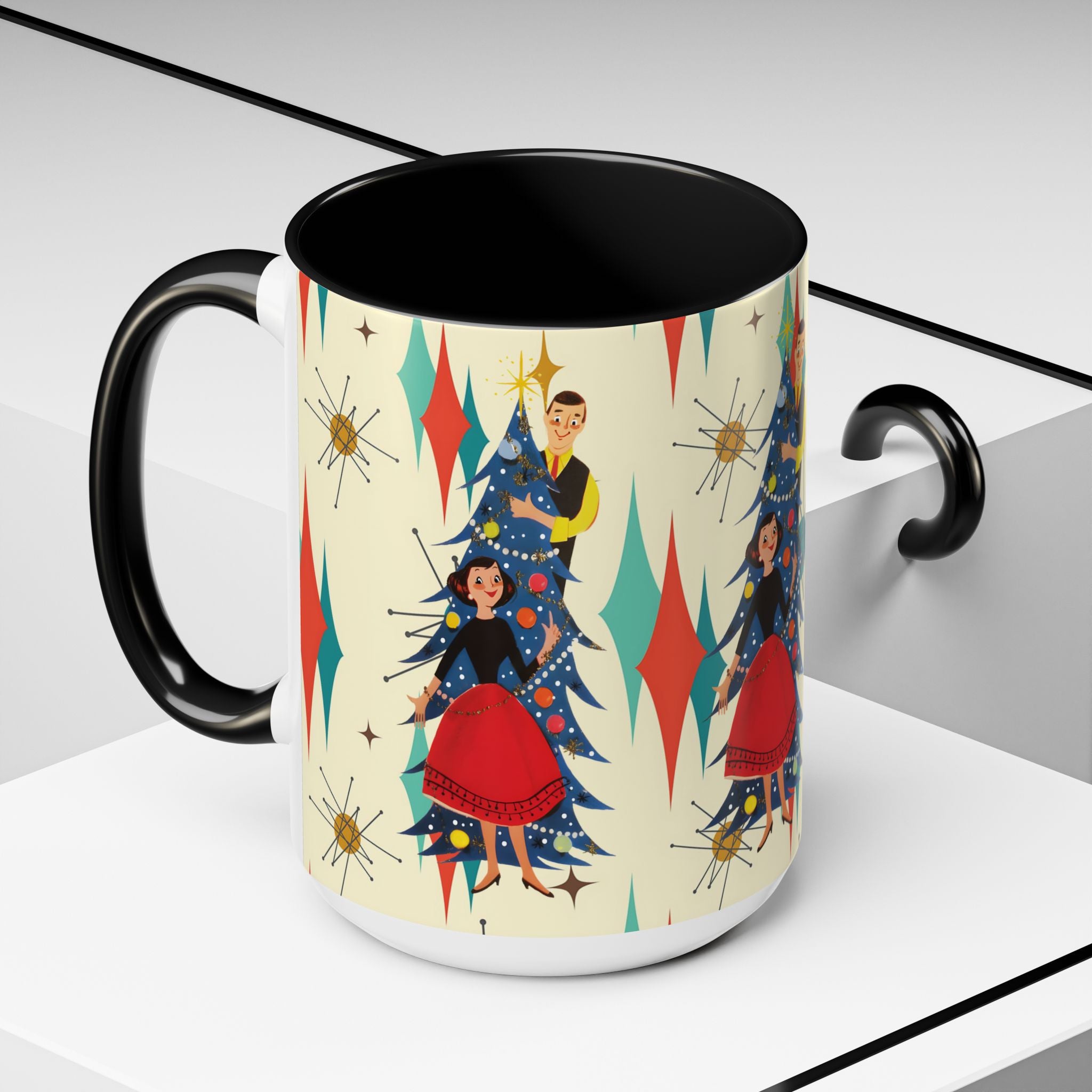 Mid Century Modern 50s Kitsch Christmas Starburst Coffee Mug - Mid Century Modern Gal